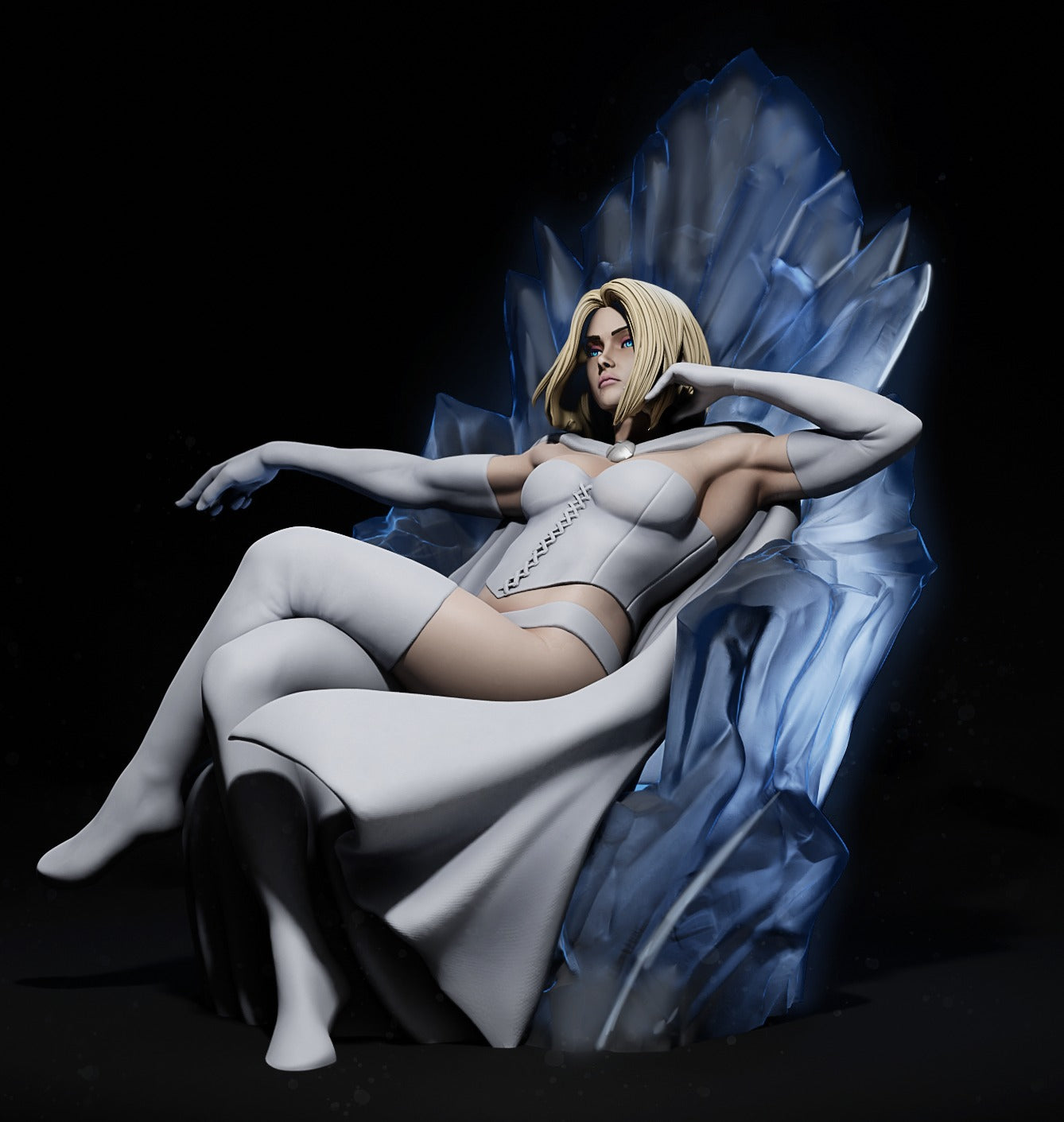 Emma Frost on throne Style Telepath Queen Resin Kit – Unpainted 3D Printed Model Kit