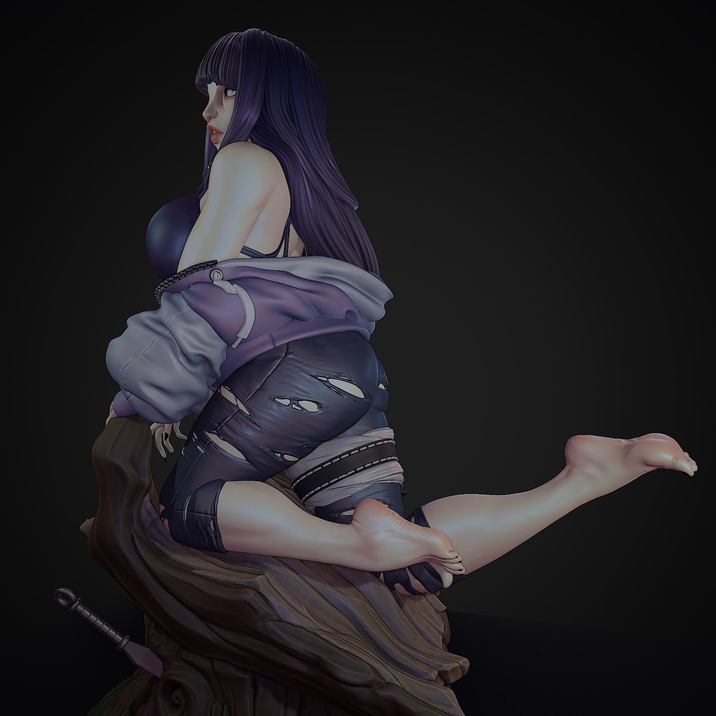 Hinata style Byakugan Beauty Girl resin kit – Unpainted 3D Printed Model kit
