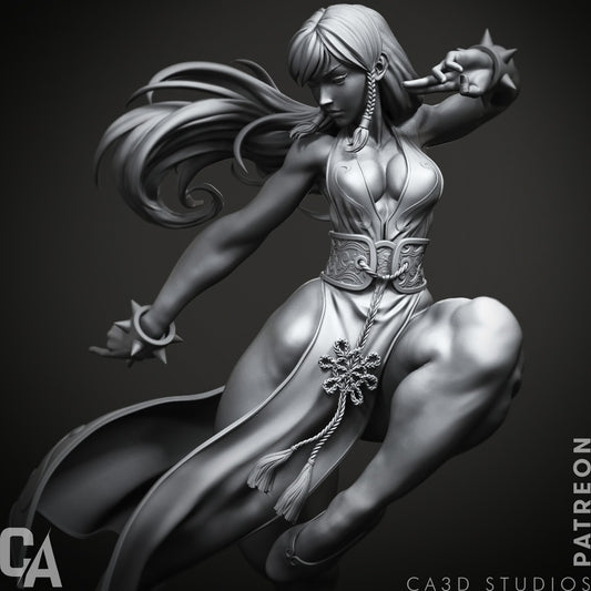 Chun-Li styleSpinning Kick Fighting Heroine resin kit – Unpainted 3D Printed Model kit