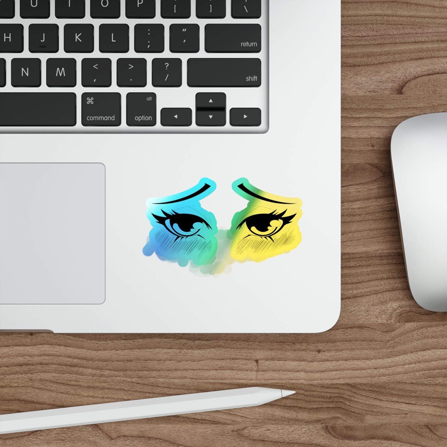 Ahegao Eyes Holographic Sticker – Anime Face Expression Decal for Laptop, Water Bottle, Journal, or Car