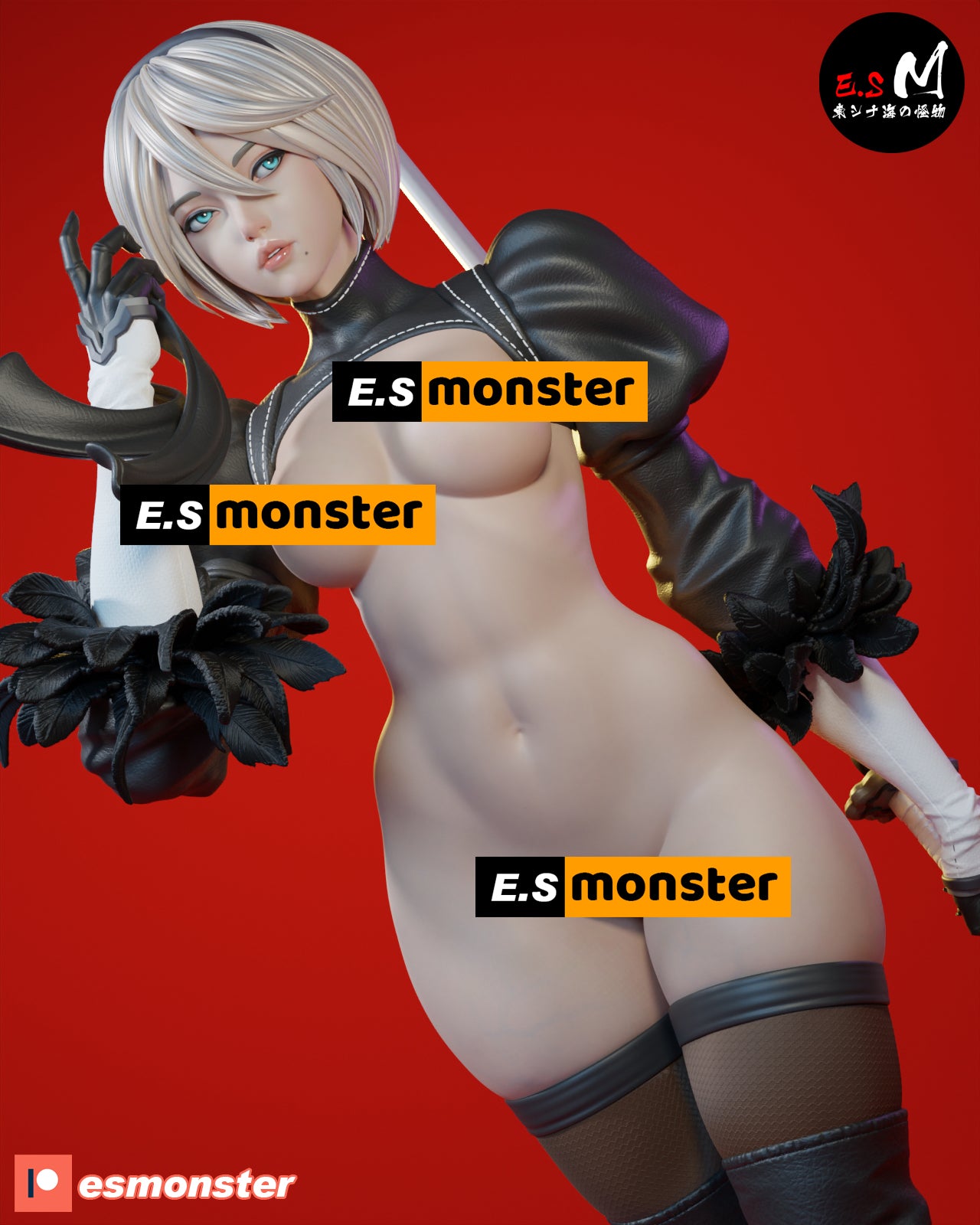 Unmasked 2B Style NieR Automata Unpainted Resin Garage Model Kit (1/6-1/12)