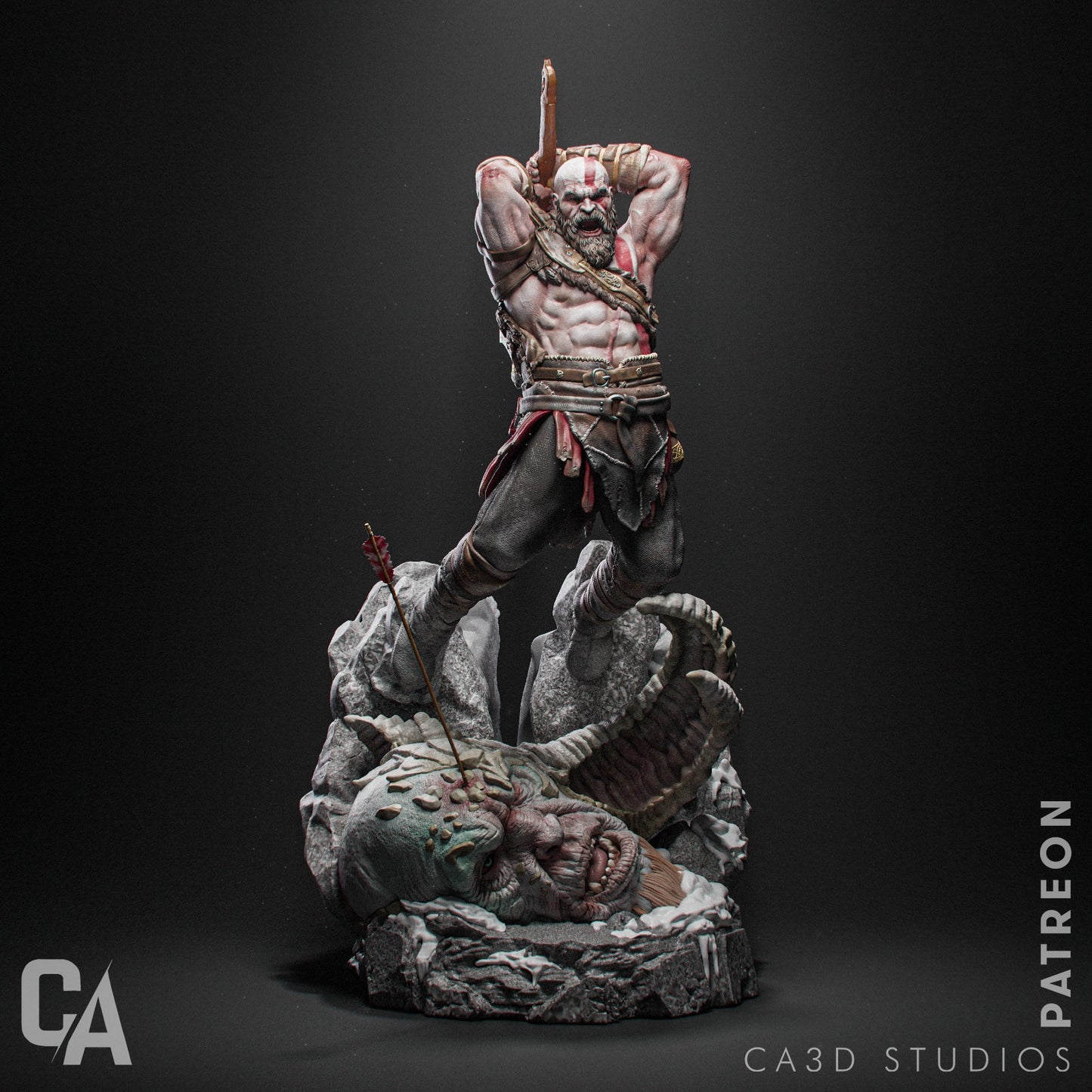Kratos style Godslayer resin kit – Unpainted 3D Printed Model kit