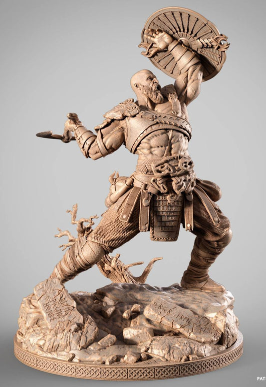  Unpainted Kratos resin figure kit front view – God of War model for collectors