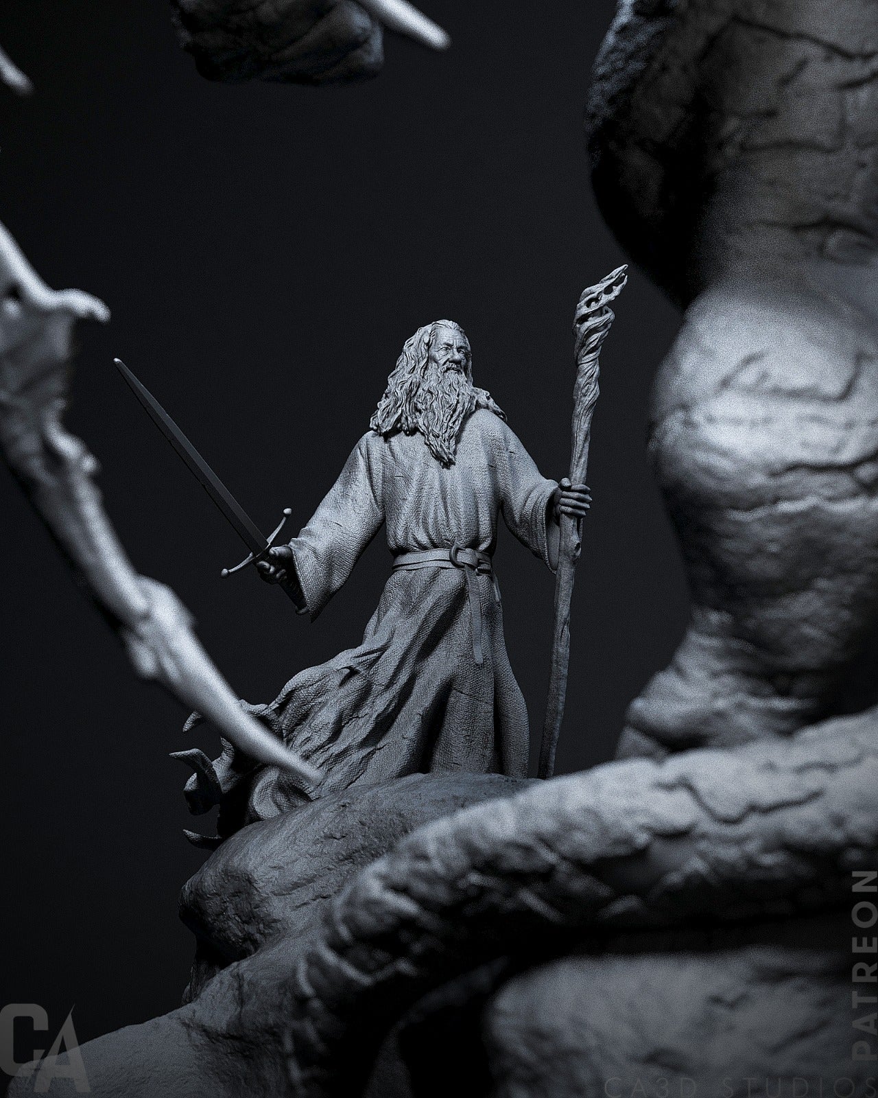 Gandalf vs Balrog style Bridge Duel resin kit – Unpainted 3D Printed Model kit