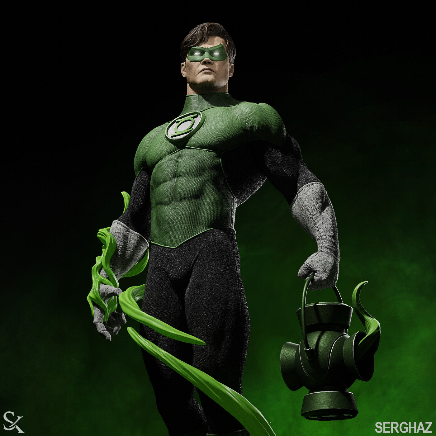 Green Lantern style Emerald Force Hero resin kit – Unpainted 3D Printed Model kit