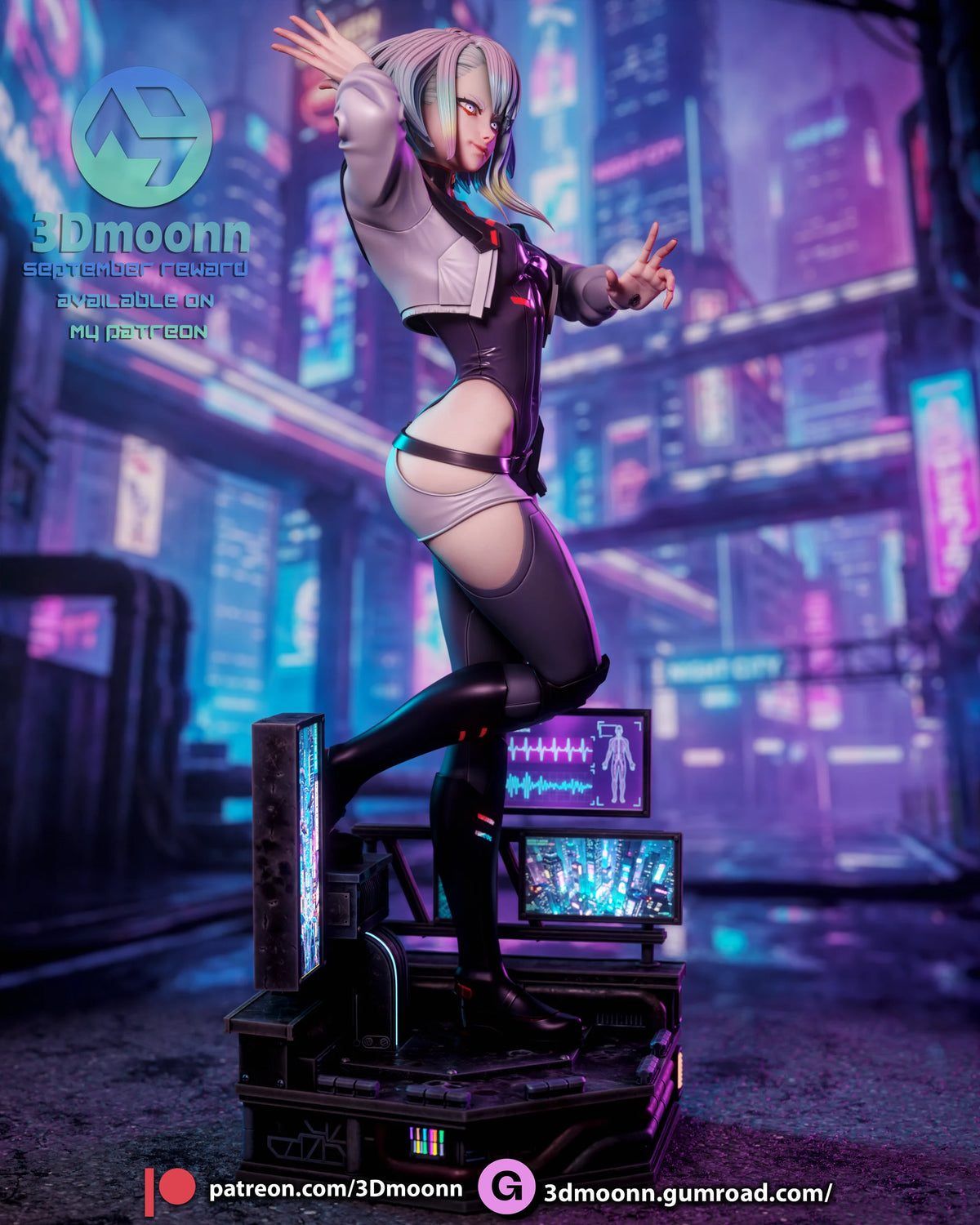 Netrunner Lucy Style Cyberpunk Edgerunners Unpainted Resin Kit (1/6-1/12)