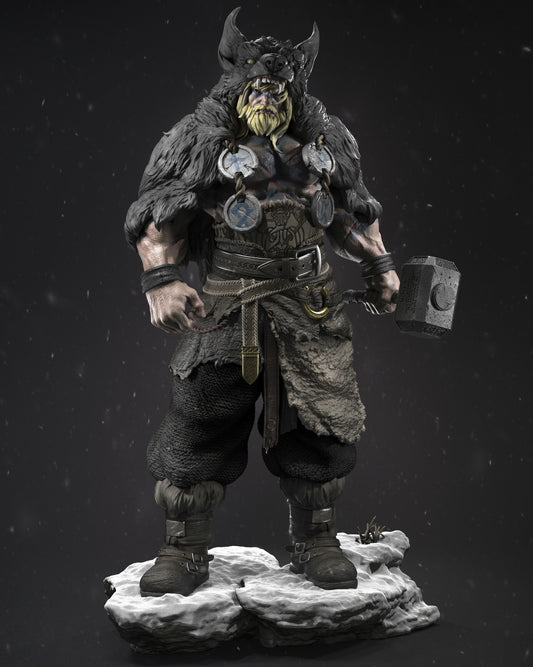 Thor style Barbarian Thunder God KIT – Unpainted and Unassembed 3D Printed figure KIT – Norse Warrior Hobby Kit