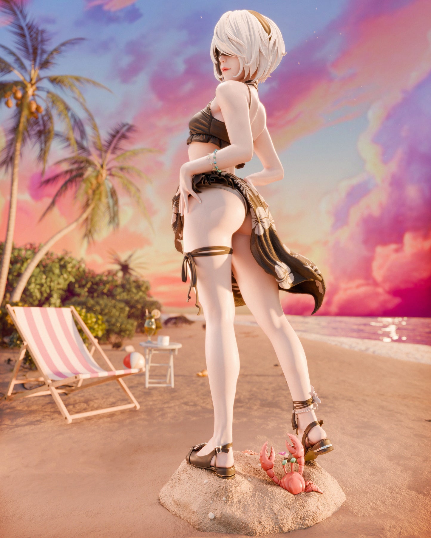 Swimsuit 2B figure kit - Unpainted 3D printed resin model kit