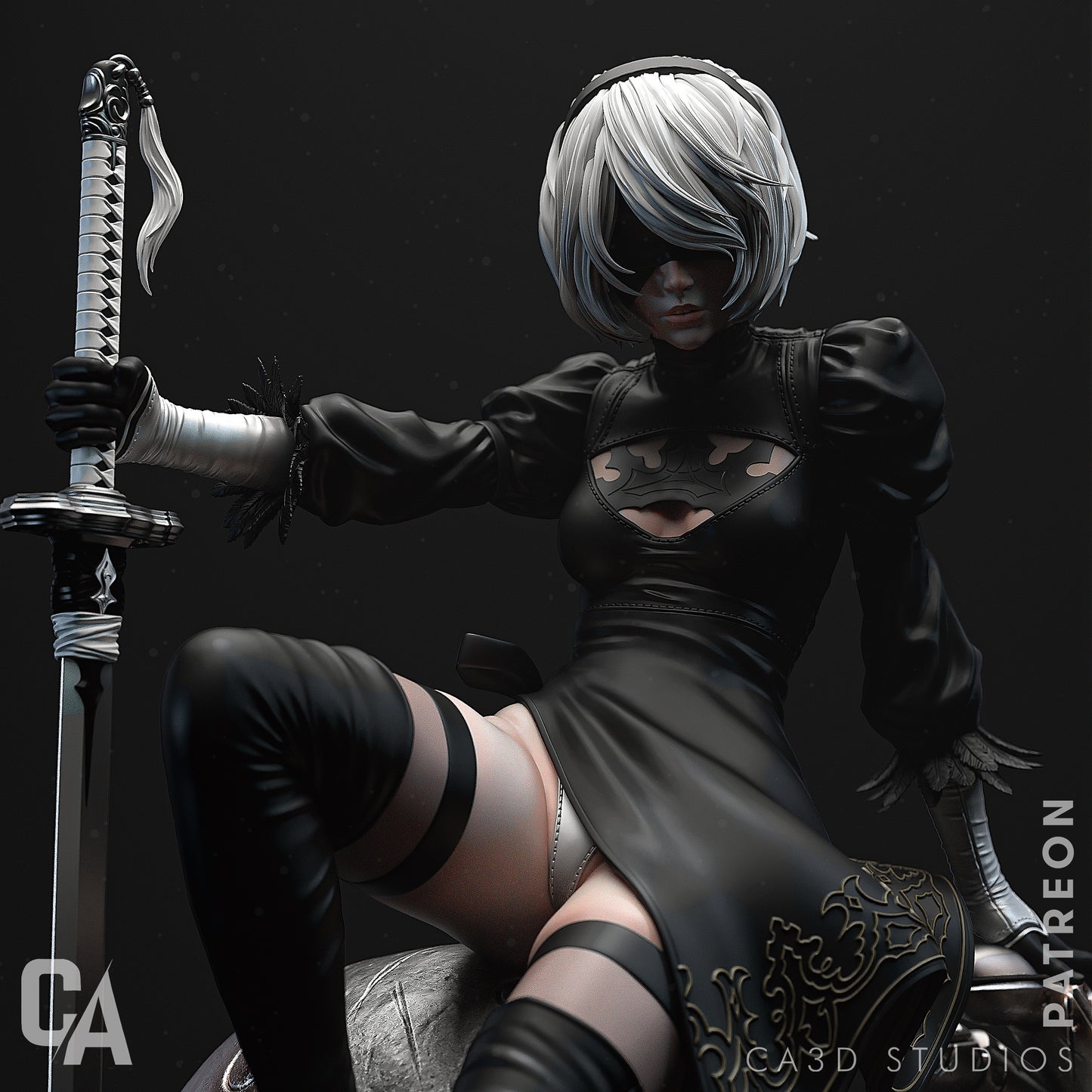 2b style Android Warrior Girl resin kit – Unpainted 3D Printed Model kit