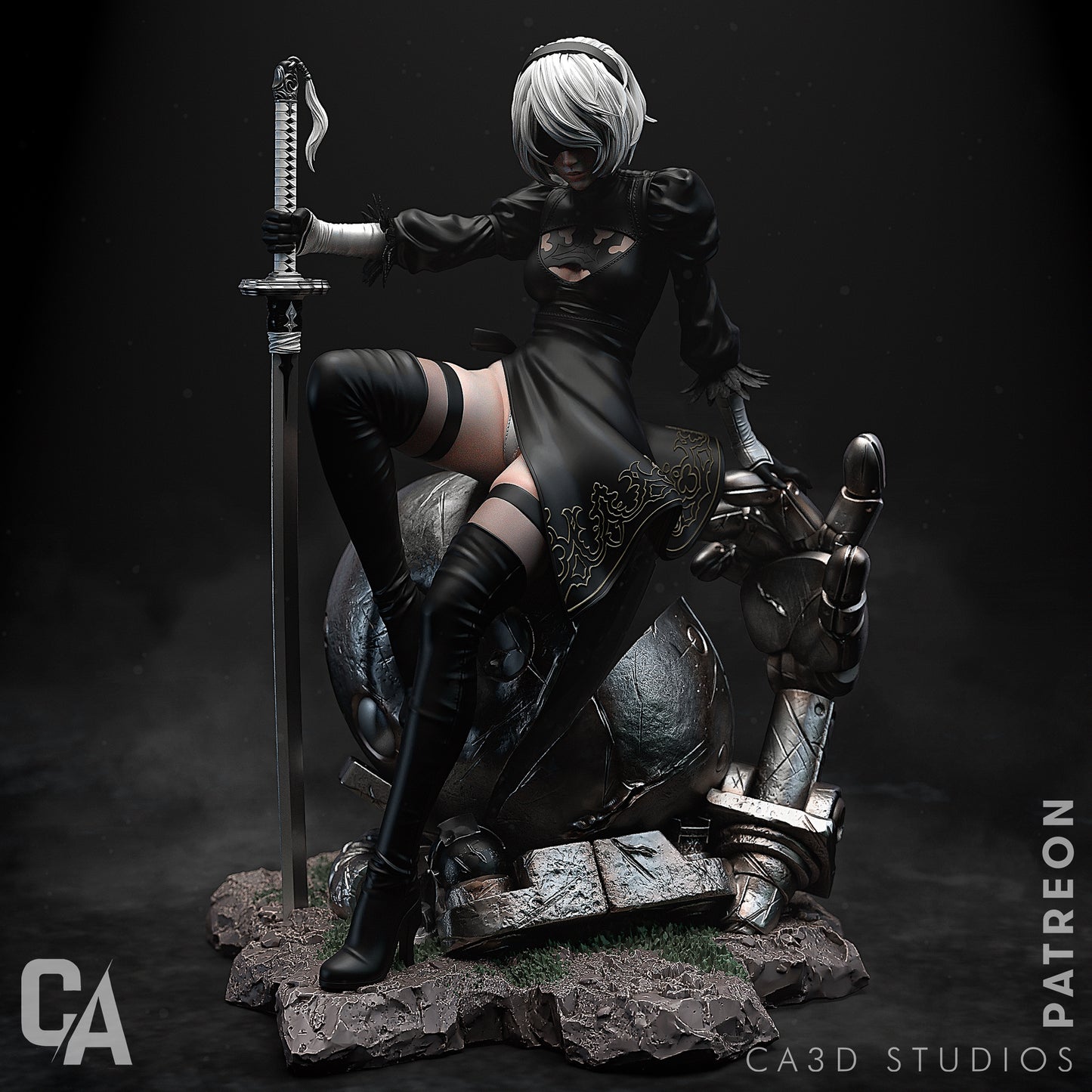 2b style Android Warrior Girl resin kit – Unpainted 3D Printed Model kit