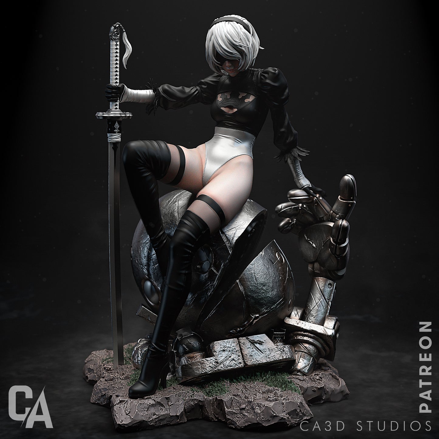 2b style Android Warrior Girl resin kit – Unpainted 3D Printed Model kit
