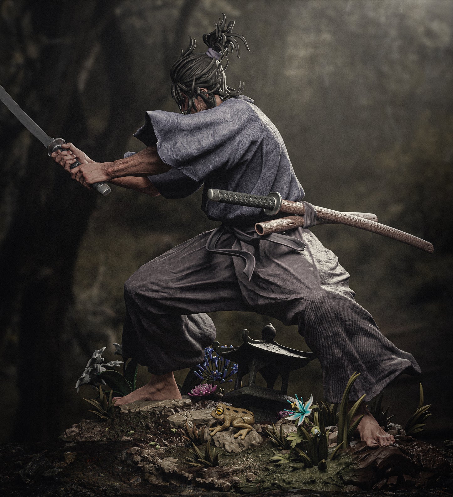 Musashi Miyamoto Blade Master resin kit – Unpainted 3D Printed Model kit