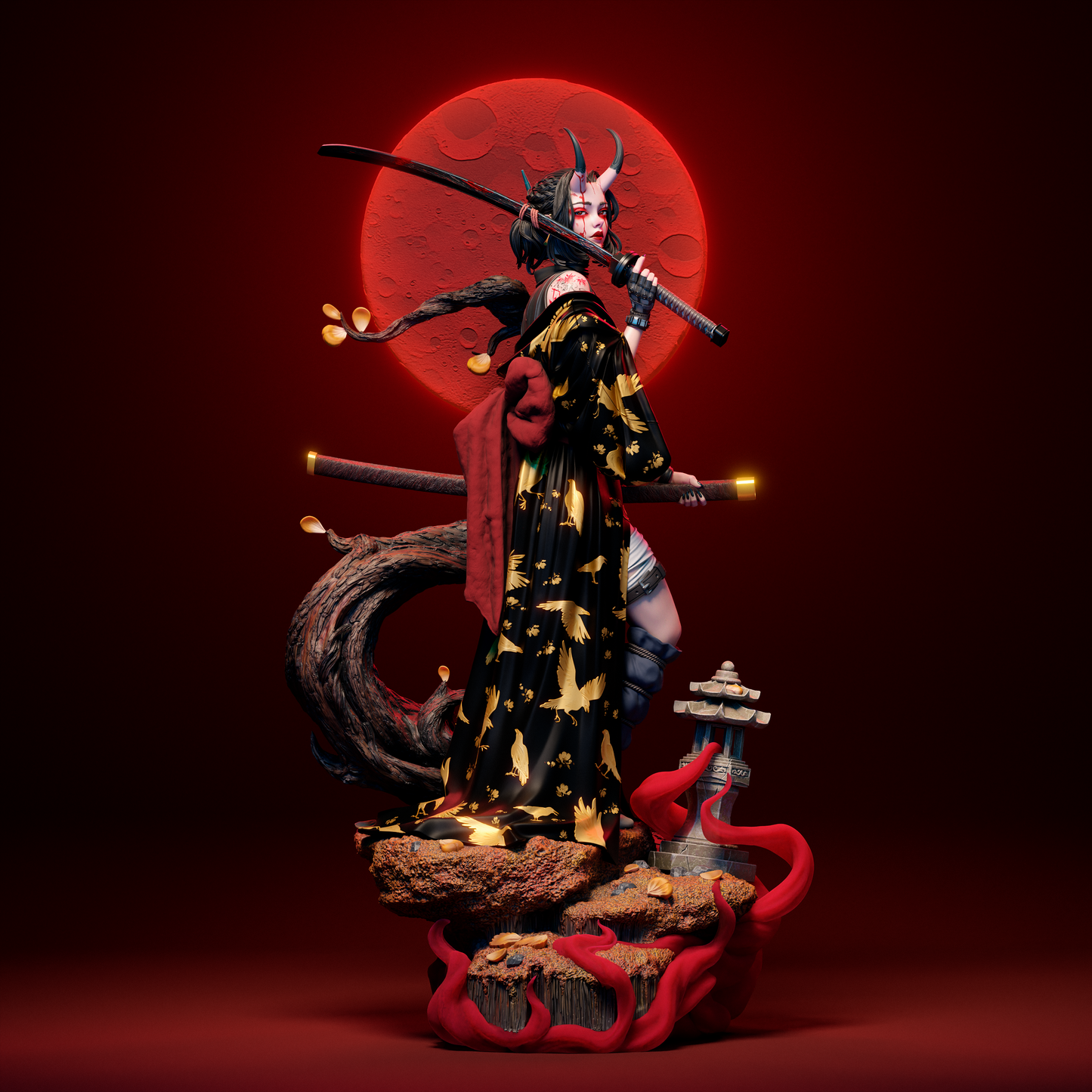 Oni Demonic Warlord resin kit – Unpainted 3D Printed Model kit