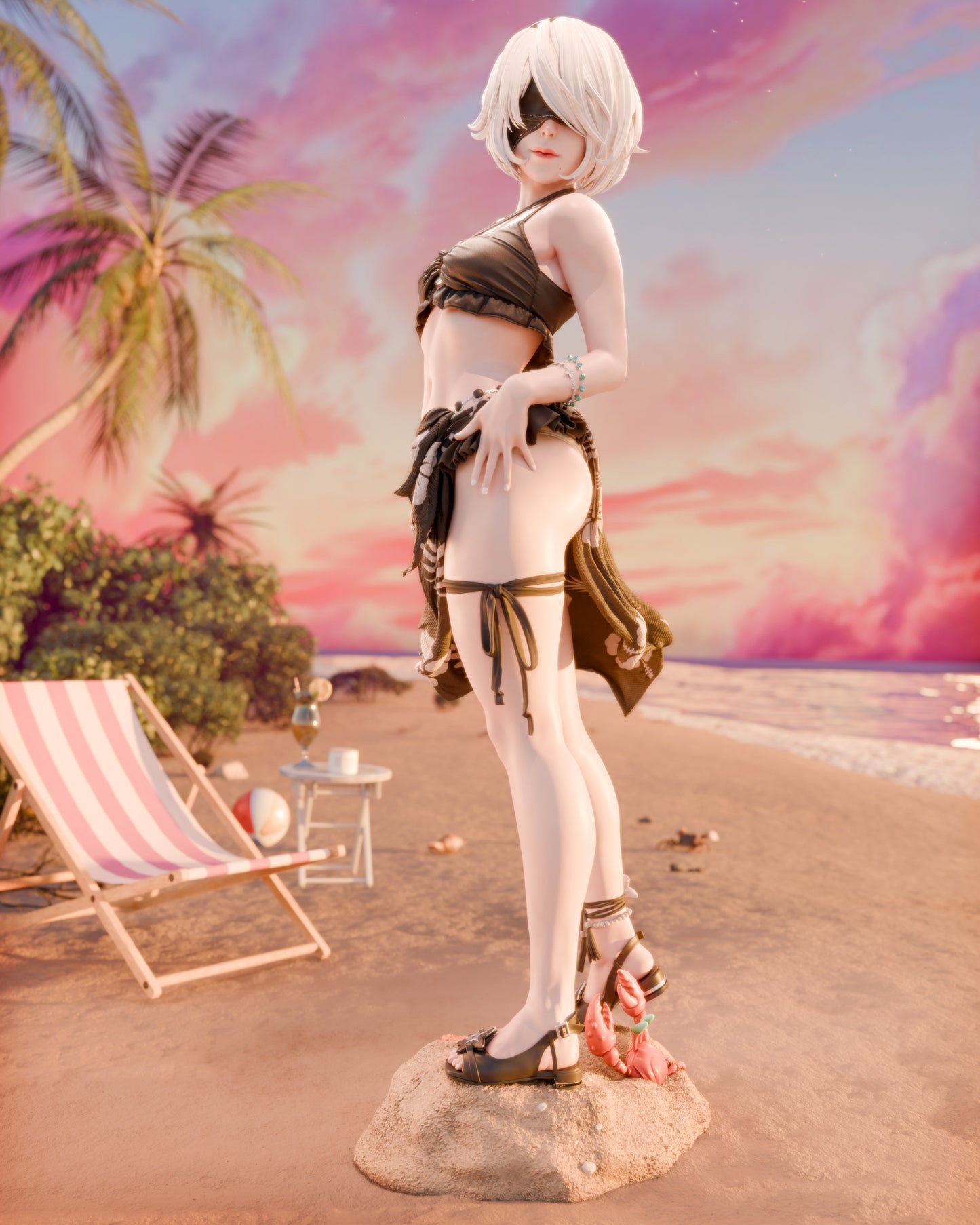 Swimsuit 2B figure kit - Unpainted 3D printed resin model kit