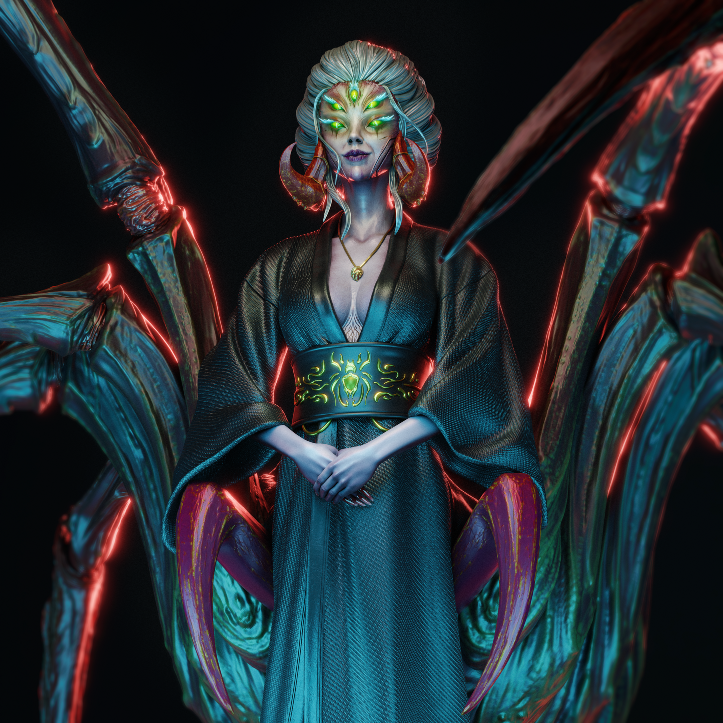 Queen Spider Demon Style Yokai Empress Resin Kit – Unpainted 3D Printed Model Kit