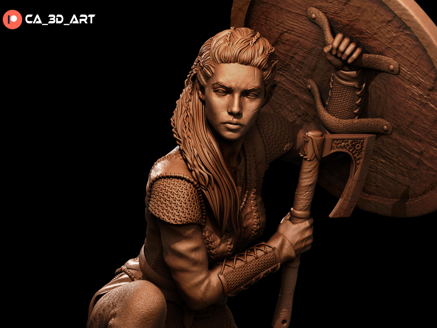 Lagertha style Shield Maiden Girl resin kit – Unpainted 3D Printed Model kit