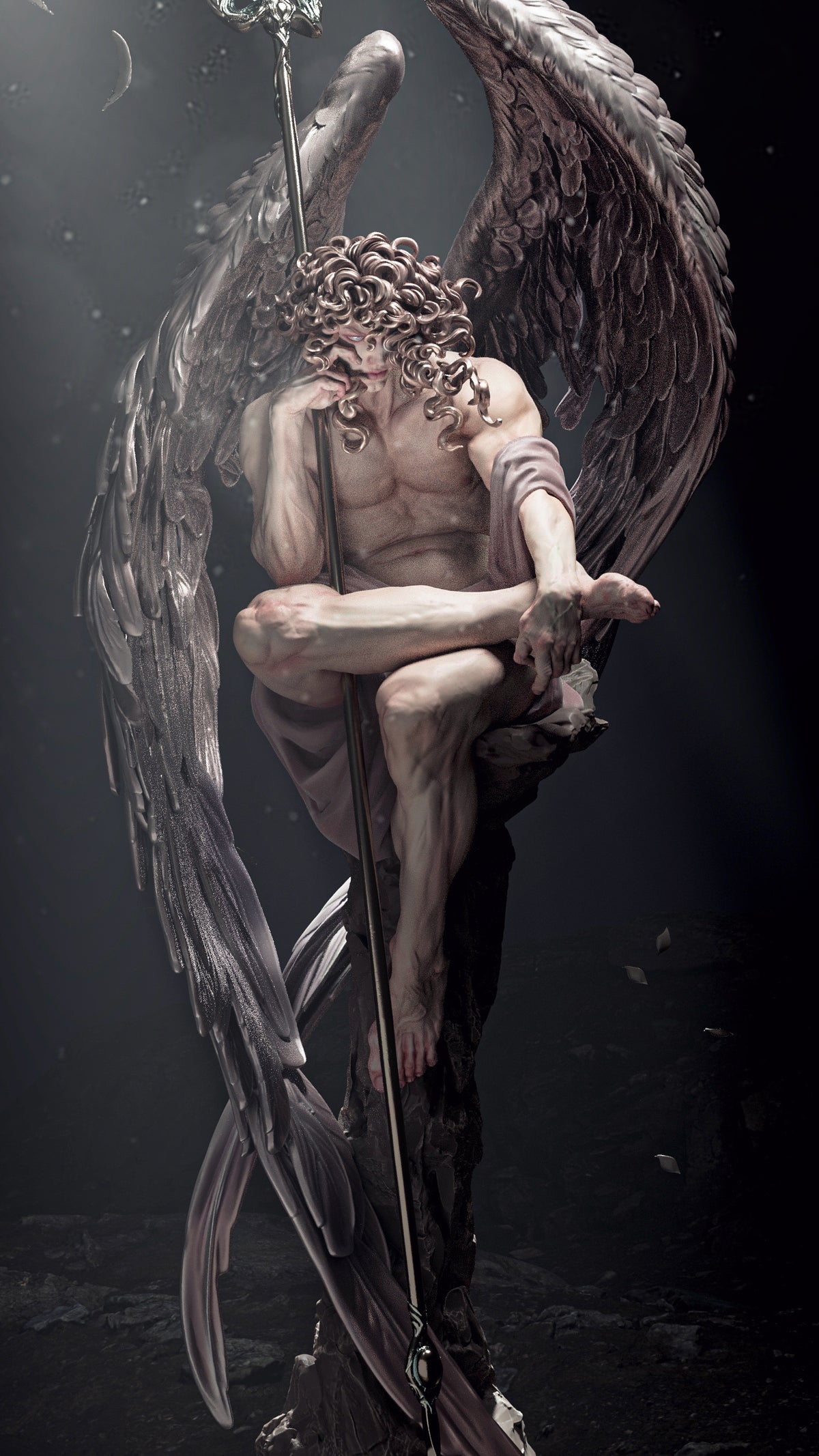 Sorrowful Fallen Angel Fantasy Unpainted Resin Garage Model Kit (1/6-1/12)