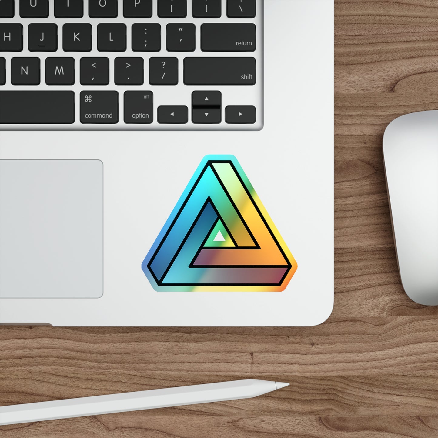 Color Gradient Penrose Triangle Sticker - Cyberpunk Vaporwave Event Horizon Edgerunners Glitch Astropunk Impossible Object Holographic Decal