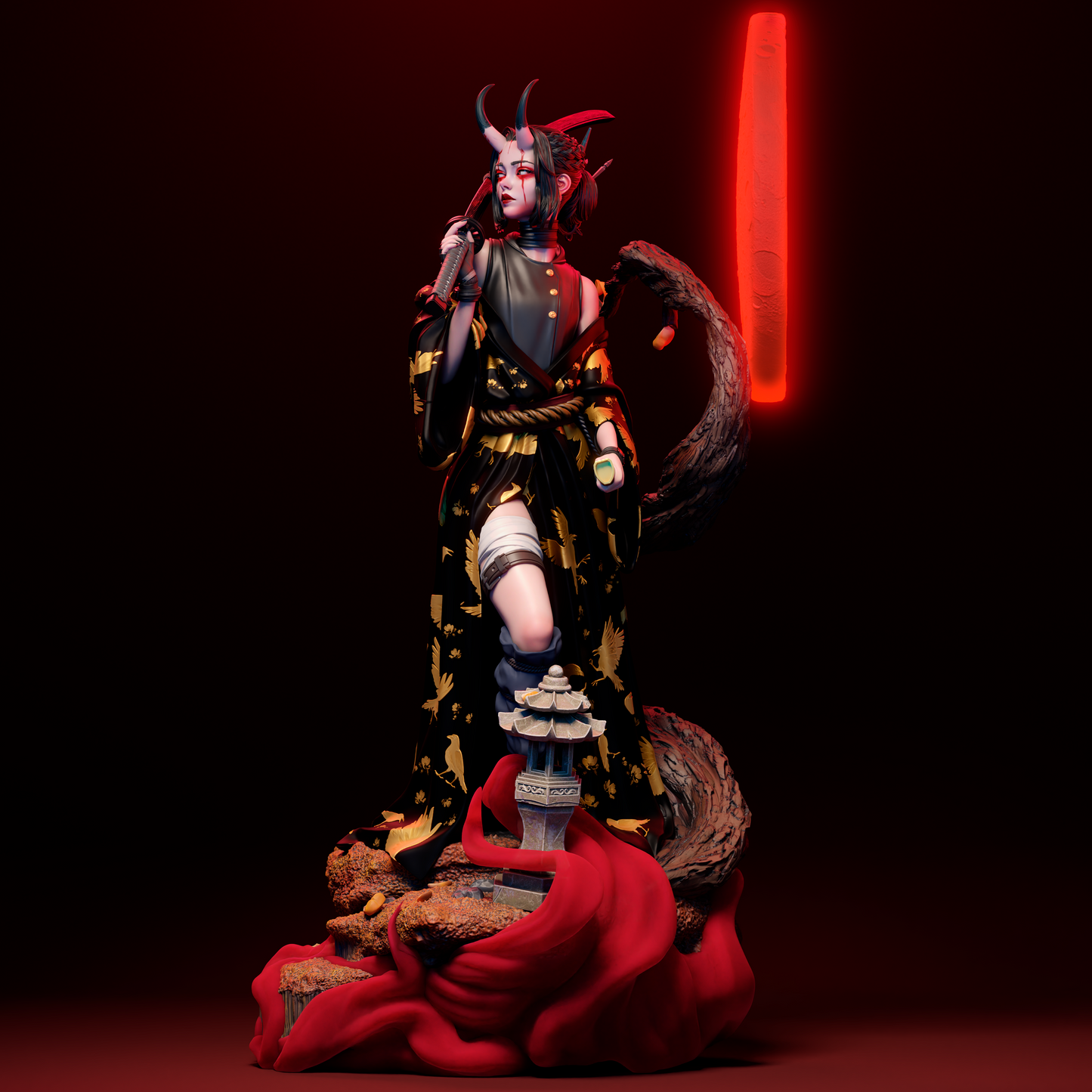 Oni Demonic Warlord resin kit – Unpainted 3D Printed Model kit