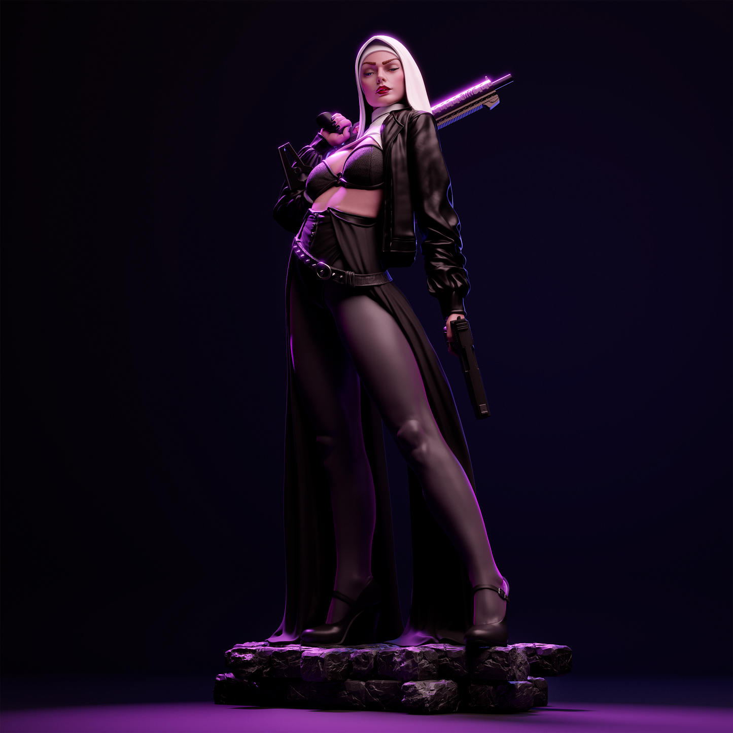 Nun with Guns Holy Vengeance Girl resin kit – Unpainted 3D Printed Model kit