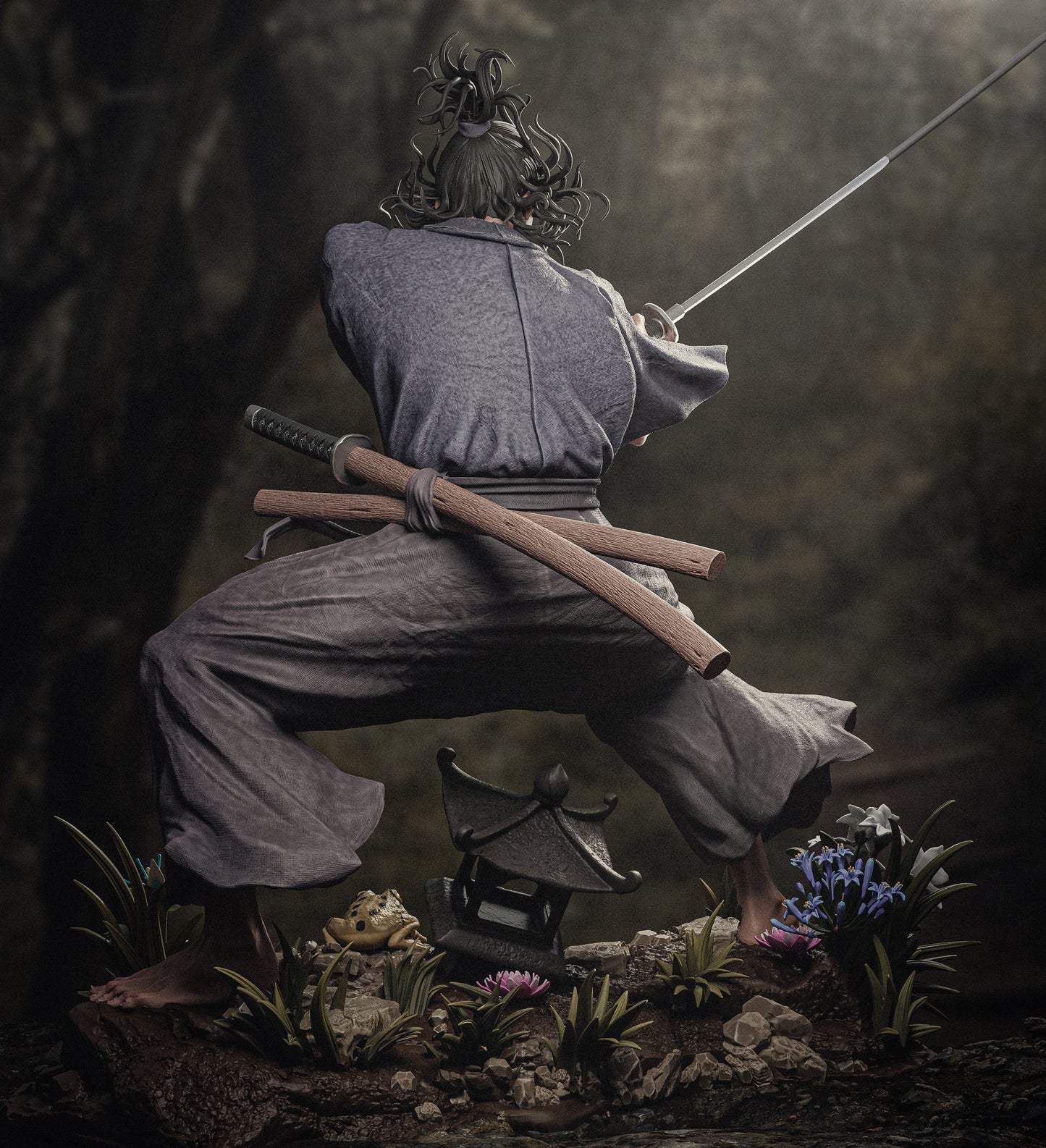 Musashi Miyamoto Blade Master resin kit – Unpainted 3D Printed Model kit