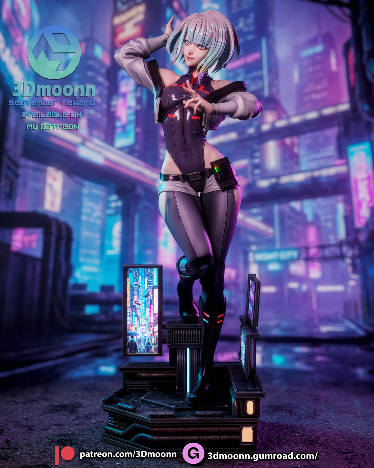 Netrunner Lucy Style Cyberpunk Edgerunners Unpainted Resin Kit (1/6-1/12)