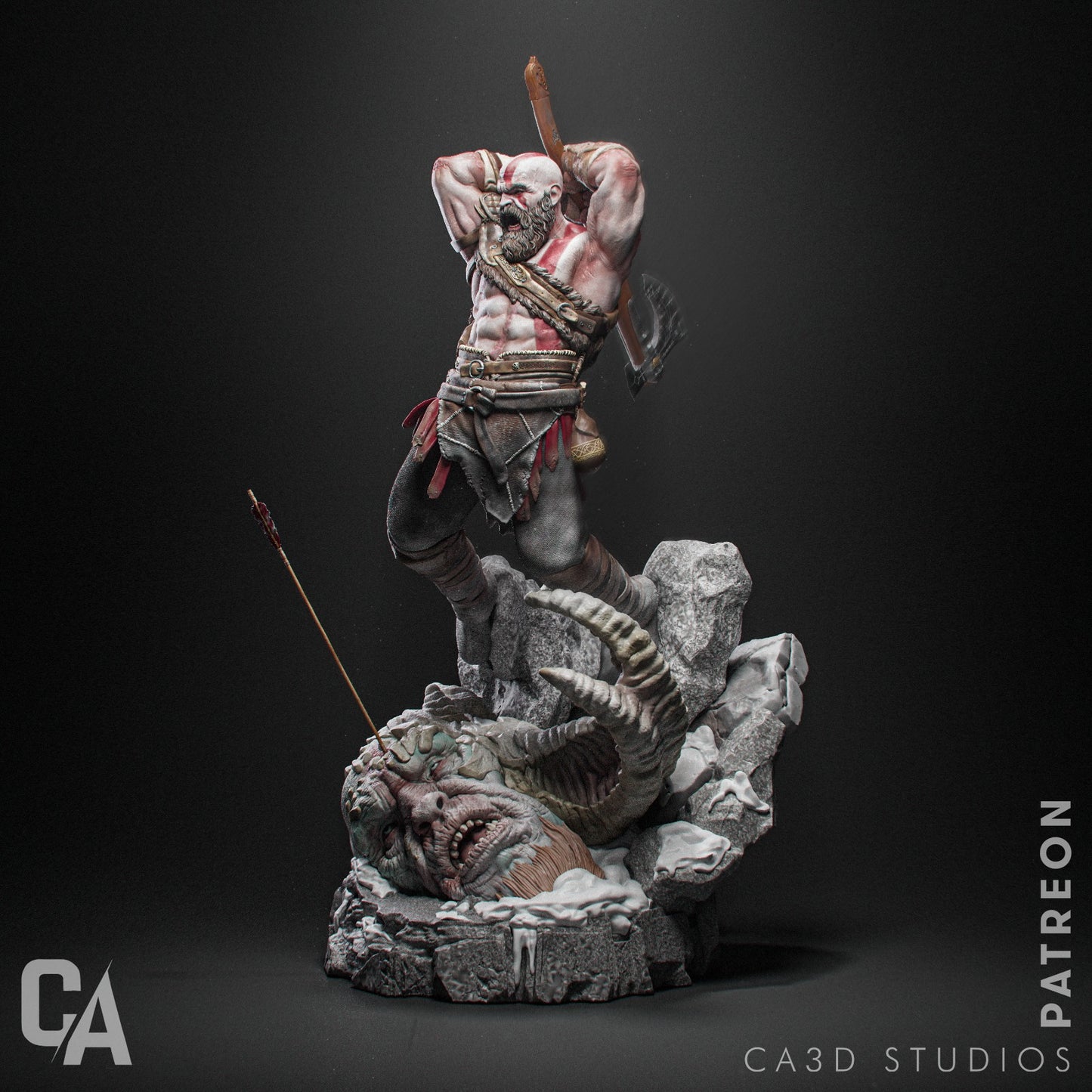 Kratos style Godslayer resin kit – Unpainted 3D Printed Model kit