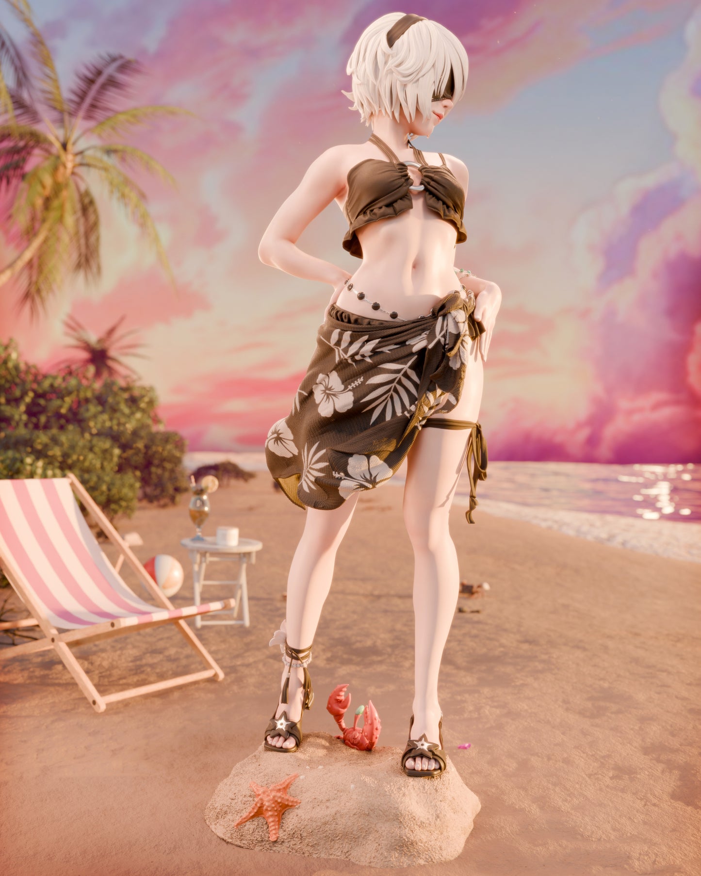 Swimsuit 2B figure kit - Unpainted 3D printed resin model kit