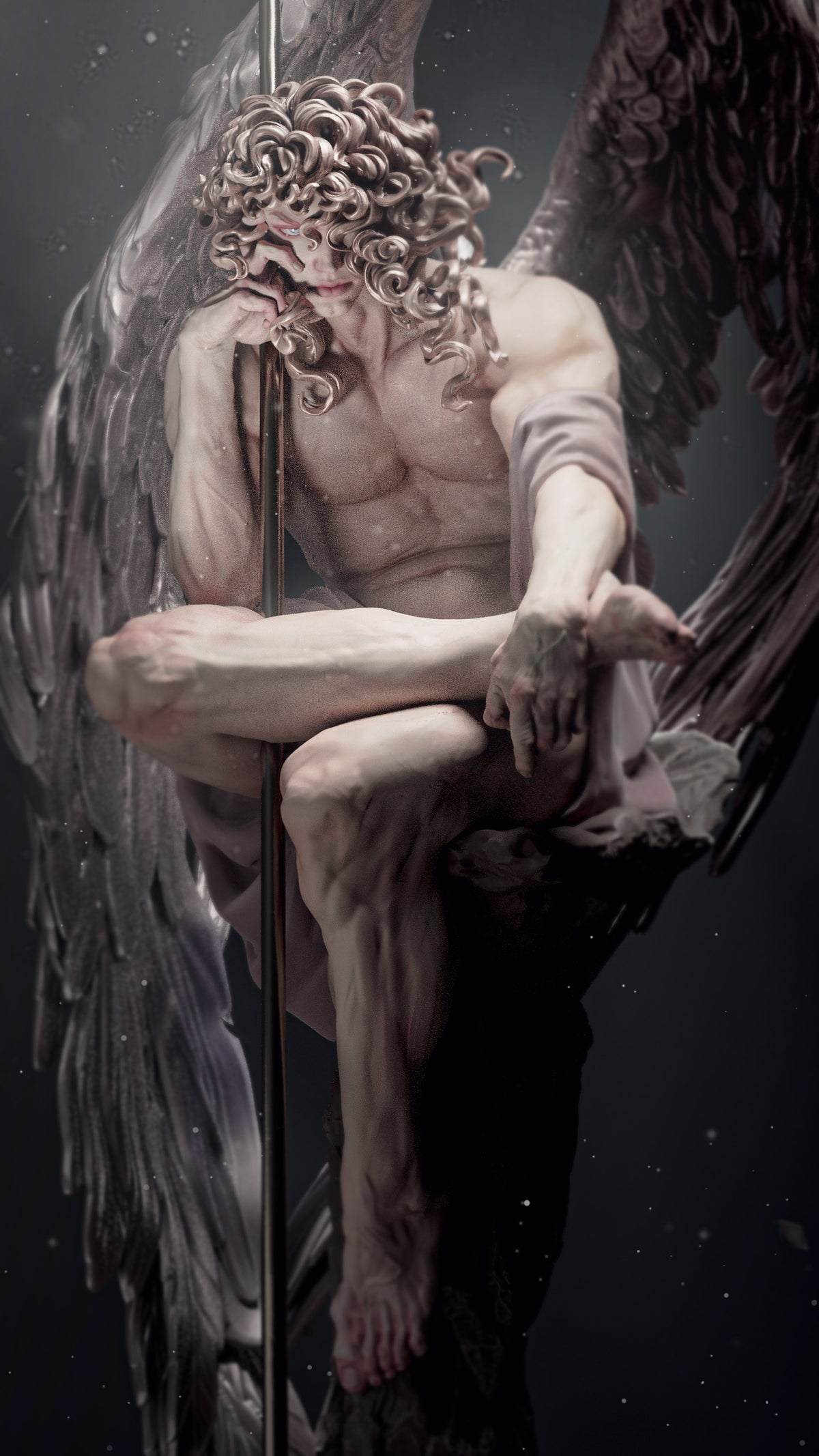 Sorrowful Fallen Angel Fantasy Unpainted Resin Garage Model Kit (1/6-1/12)