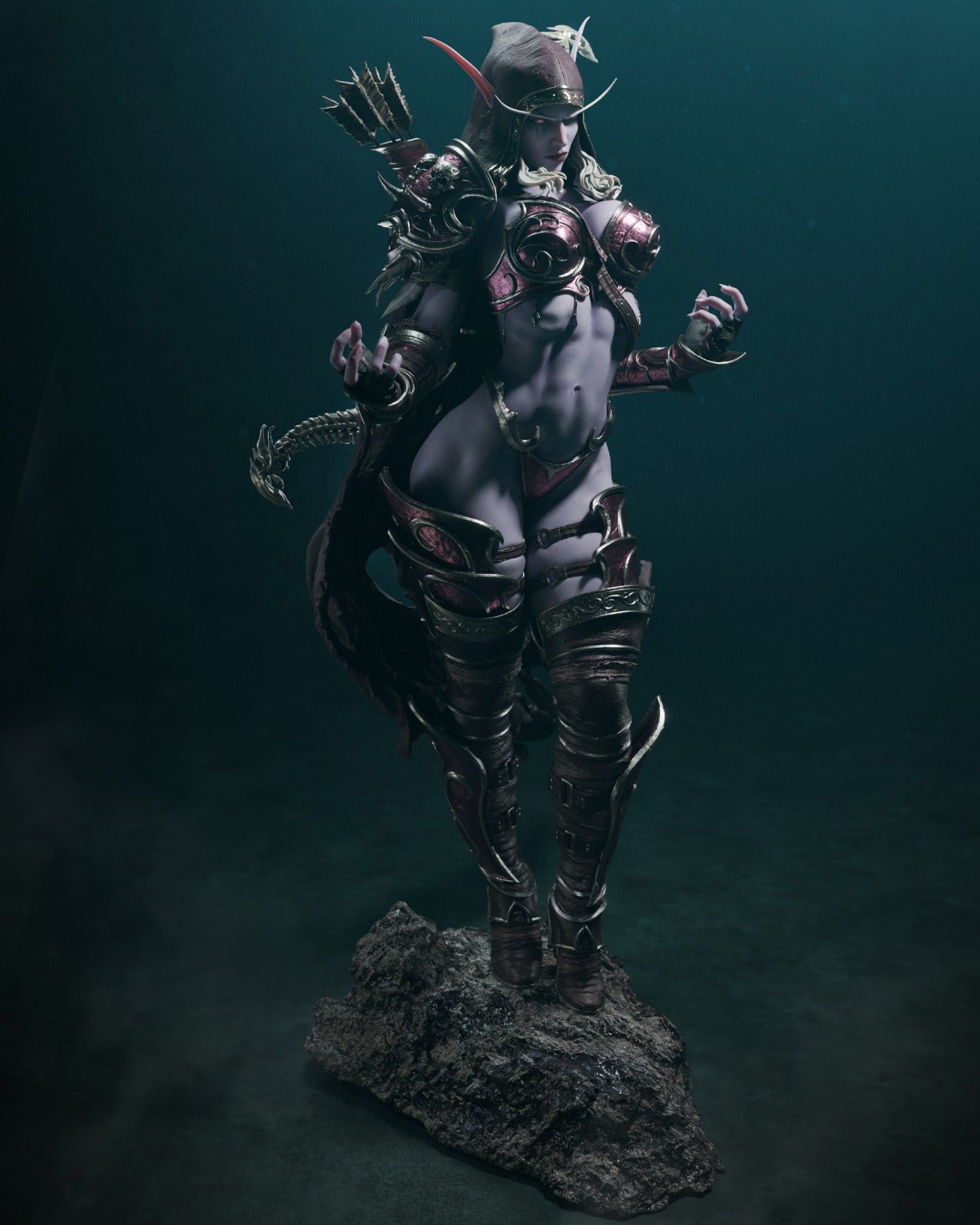 Sylvanas style Dark Ranger Girl resin kit – Unpainted 3D Printed Model kit