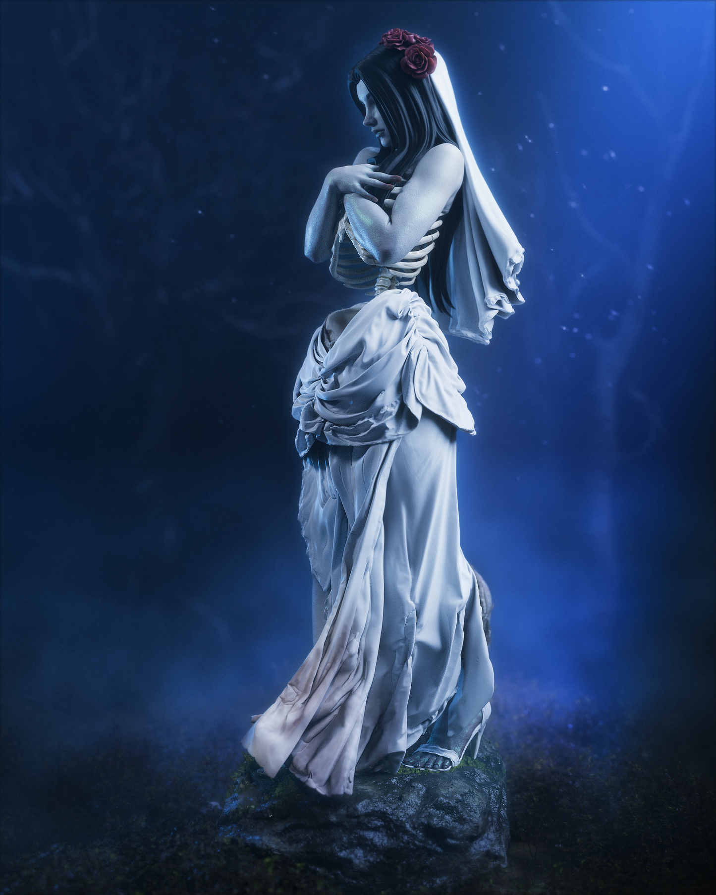 Corpse Bride Style Gothic Bride Resin Kit – Unpainted 3D Printed Model Kit