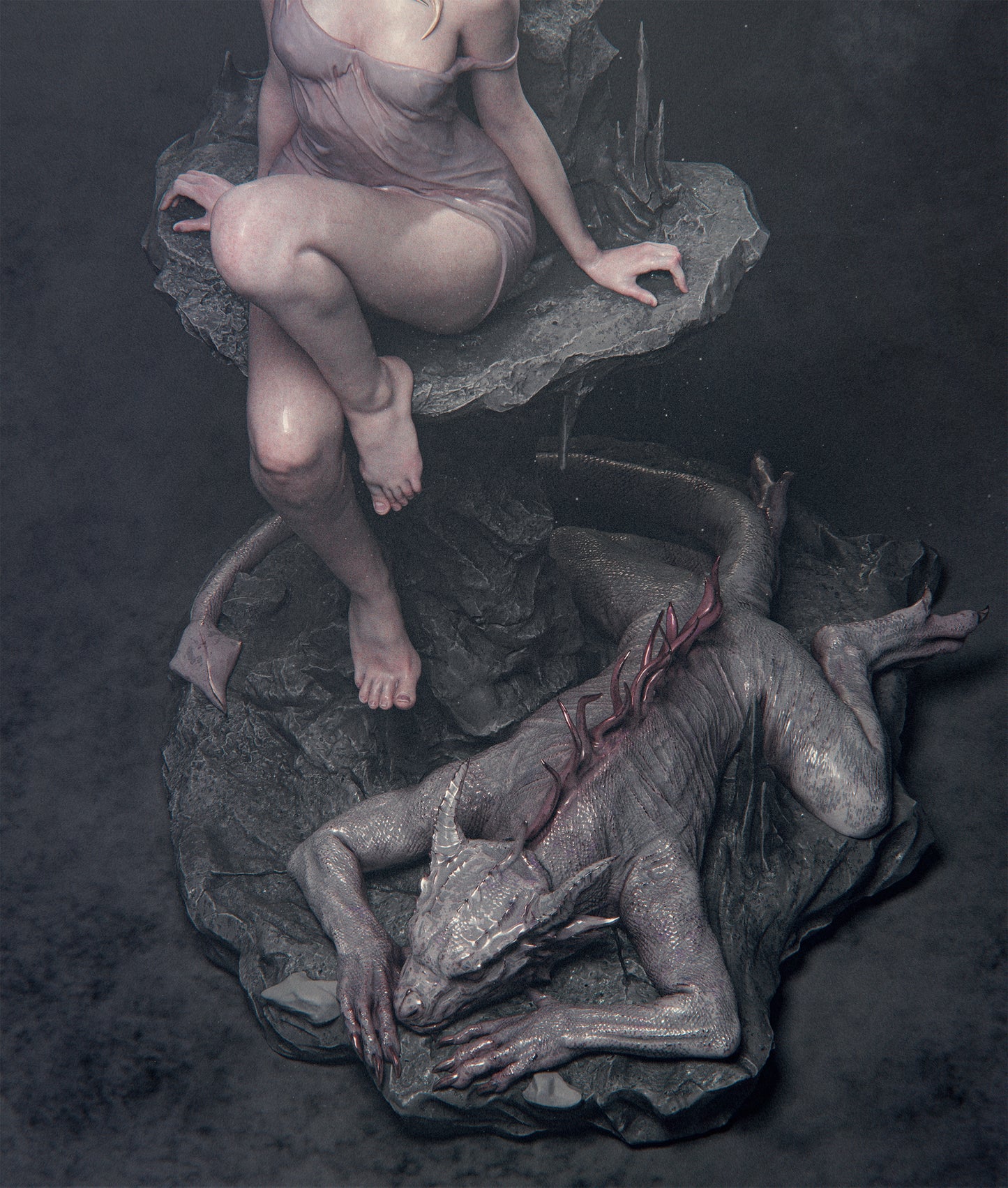 Elegy of the Wyrm Dragon Priestess resin kit – Unpainted 3D Printed Model kit