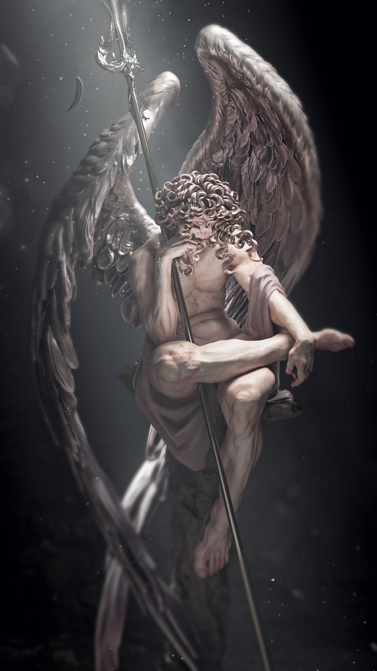 Sorrowful Fallen Angel Fantasy Unpainted Resin Garage Model Kit (1/6-1/12)