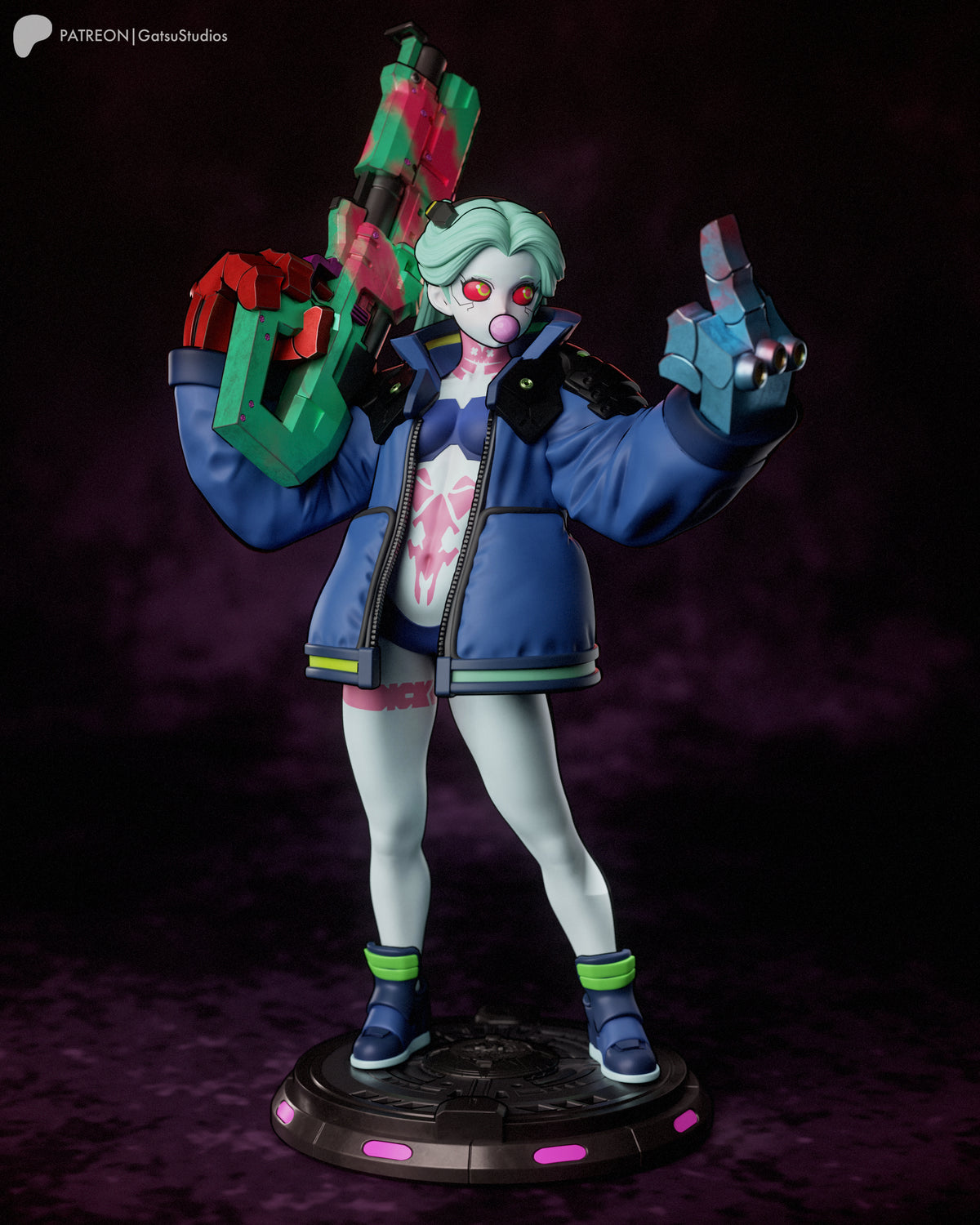 Bubblegum Rebecca Style Cyberpunk Edgerunners Unpainted Resin Kit (1/6-1/12)