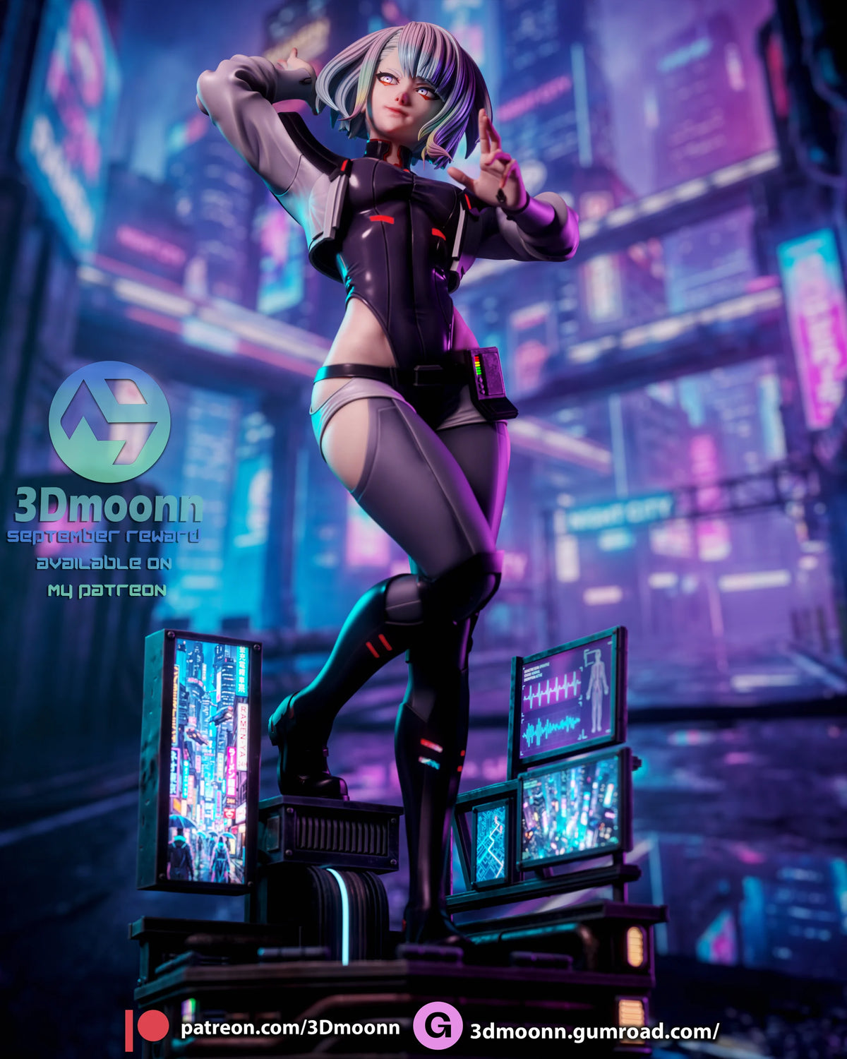 Netrunner Lucy Style Cyberpunk Edgerunners Unpainted Resin Kit (1/6-1/12)