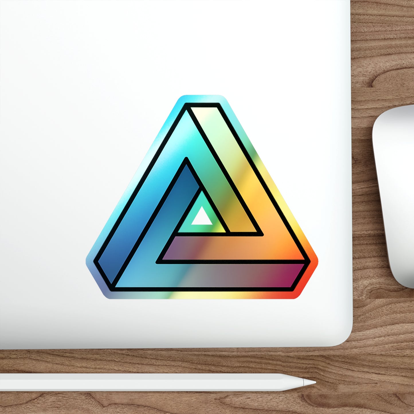 Color Gradient Penrose Triangle Sticker - Cyberpunk Vaporwave Event Horizon Edgerunners Glitch Astropunk Impossible Object Holographic Decal