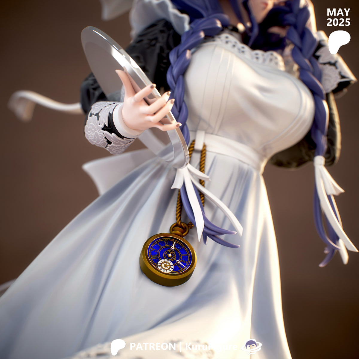 Maid Ouro Kronii Style VTuber Unpainted Resin Garage Kit (1/6-1/12)