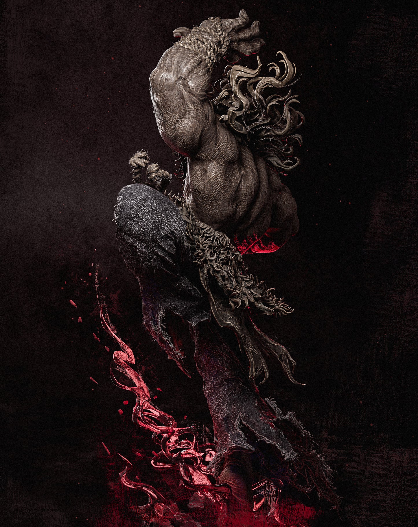 Akuma Style Demon Warrior – Unpainted 3D Printed Model Kit