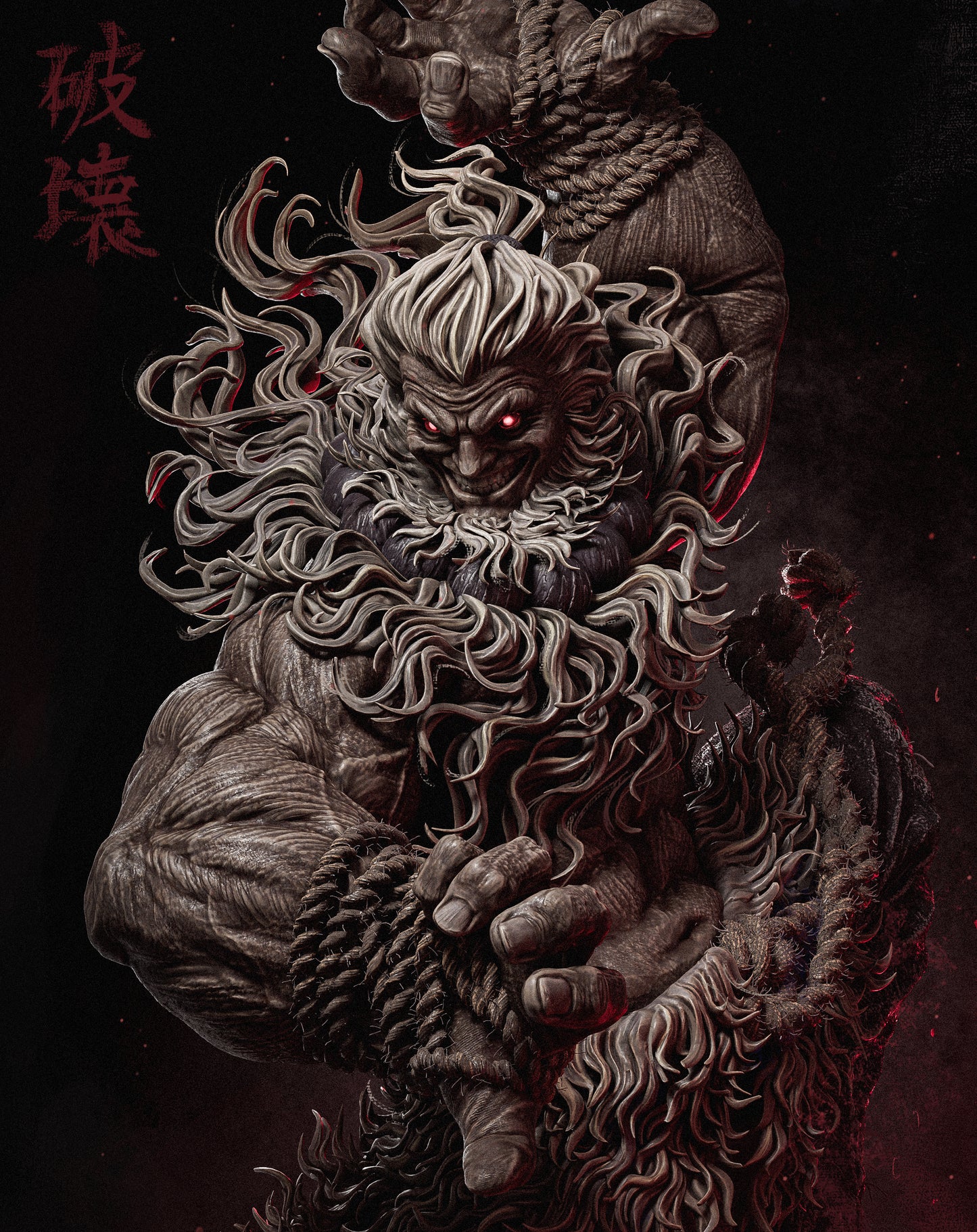 Akuma Style Demon Warrior – Unpainted 3D Printed Model Kit