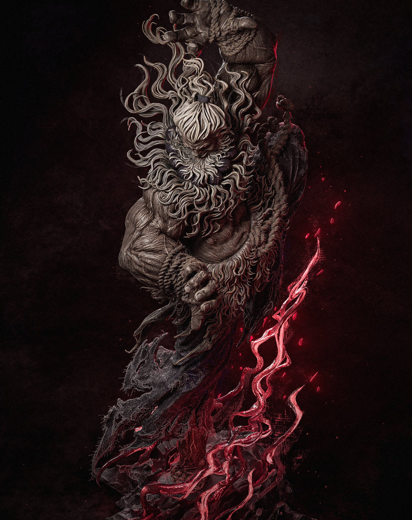Akuma Style Demon Warrior – Unpainted 3D Printed Model Kit