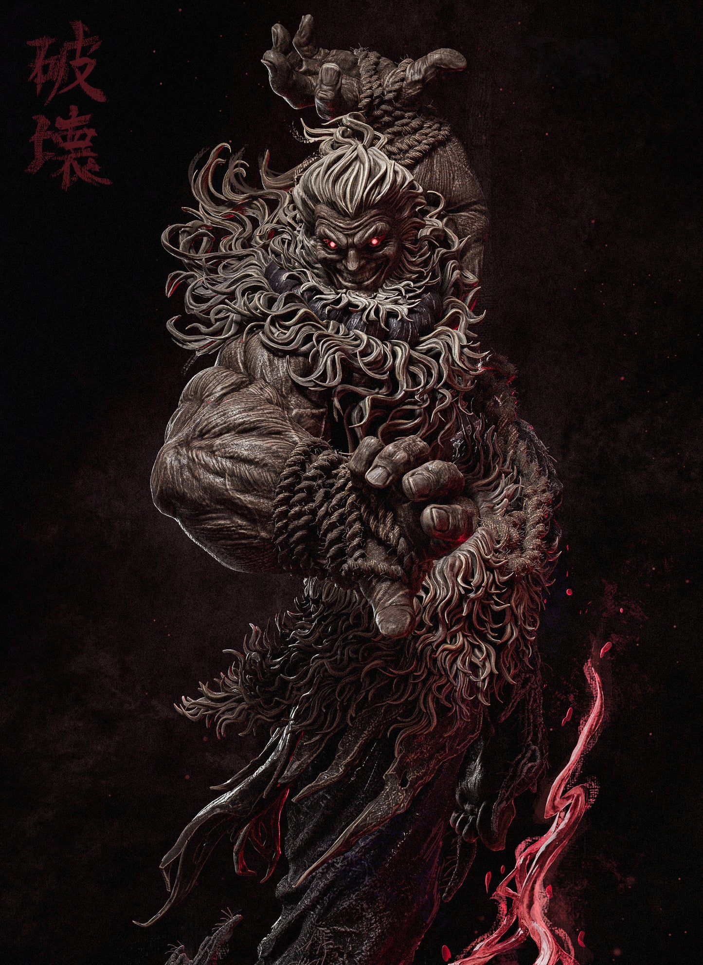 Akuma Style Demon Warrior – Unpainted 3D Printed Model Kit