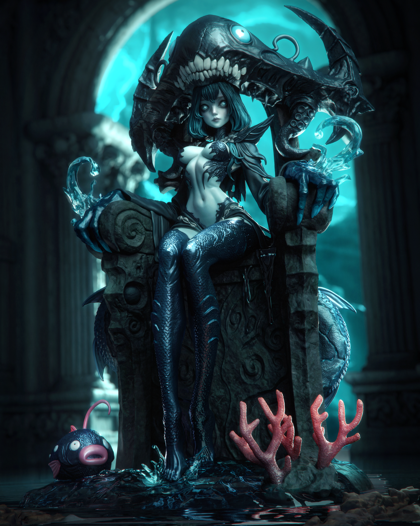 Azashara Drowned Queen – Unpainted 3D Printed Model Kit