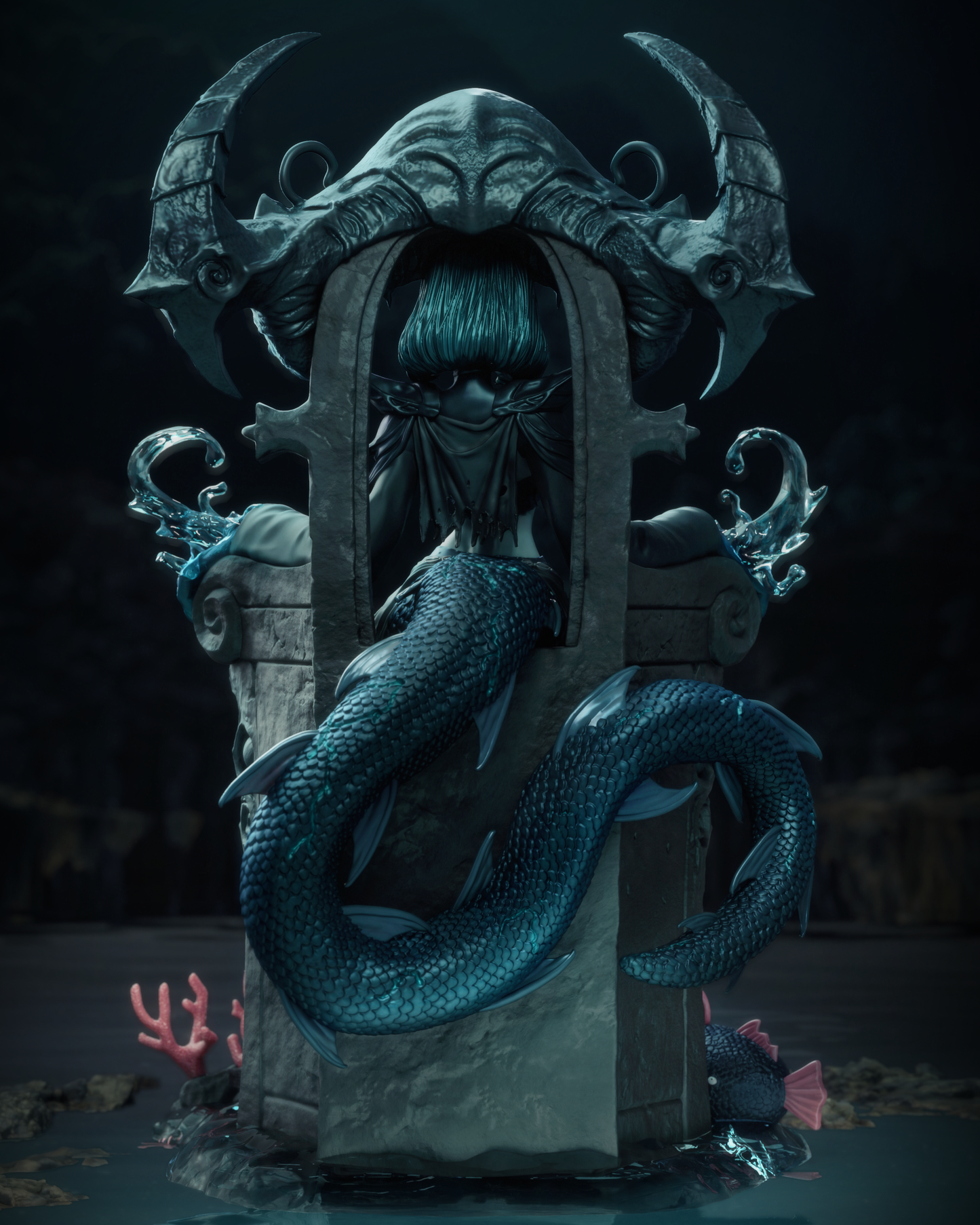 Azashara Drowned Queen – Unpainted 3D Printed Model Kit