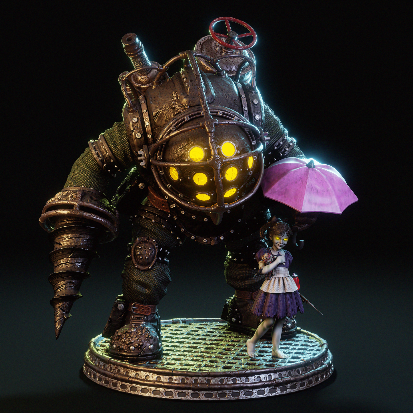 Big Daddy & Little Sister Style Protector Duo – Unpainted 3D Printed Model Kit