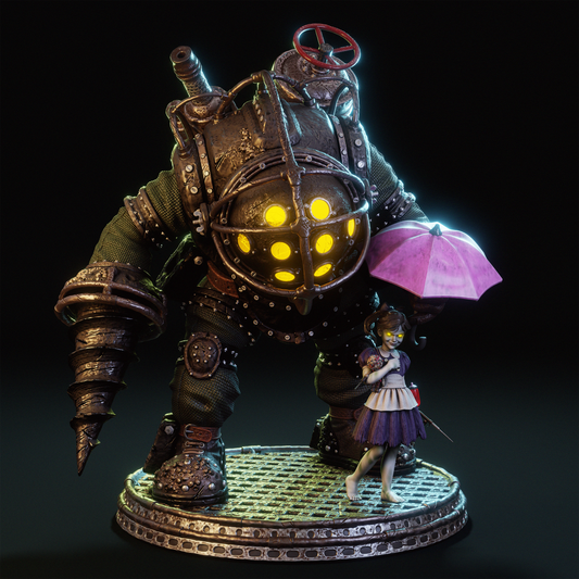 Big Daddy & Little Sister Style Protector Duo – Unpainted 3D Printed Model Kit