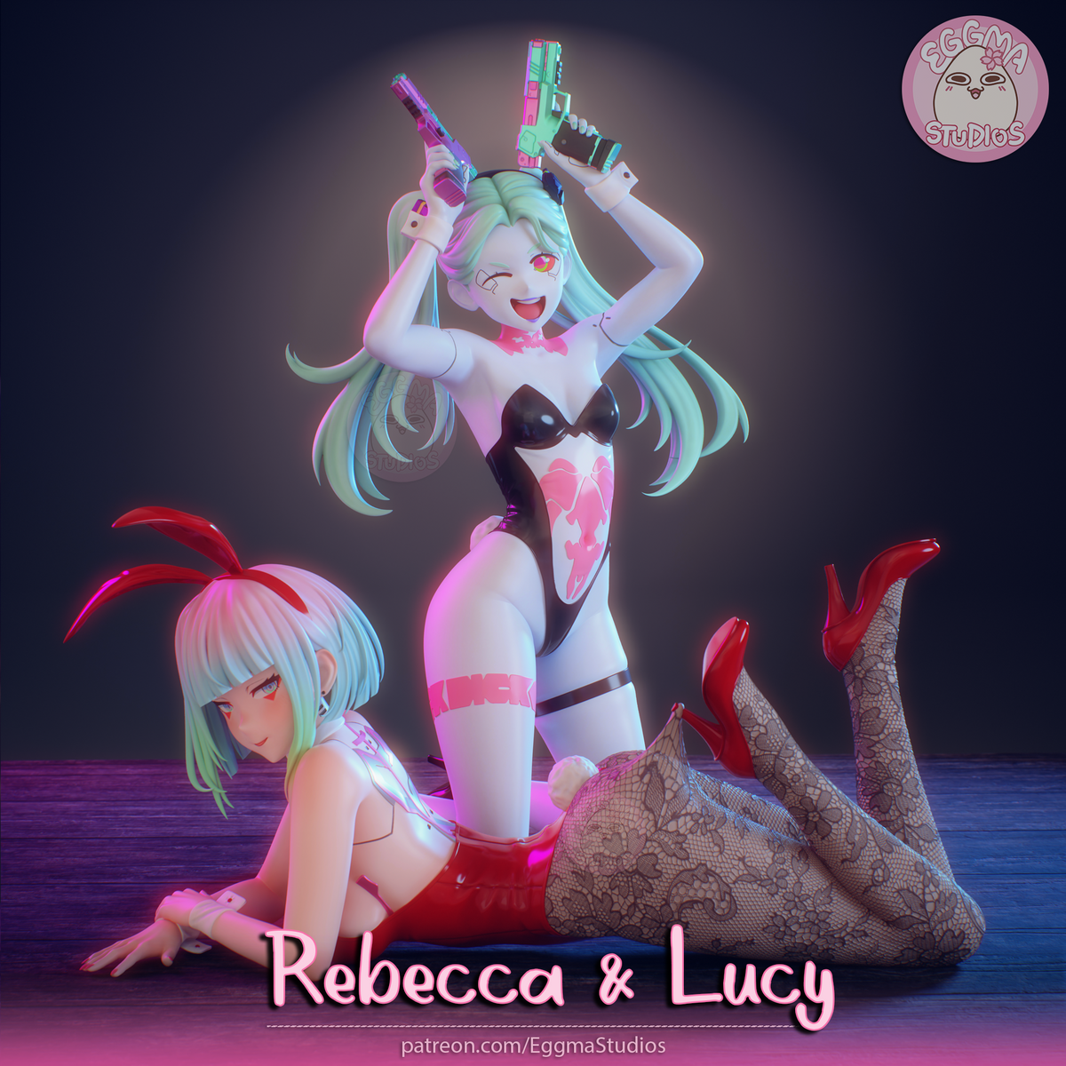 Bunny Rebecca & Lucy Style Cyberpunk Edgerunners Unpainted Resin Kit (1/6-1/12)