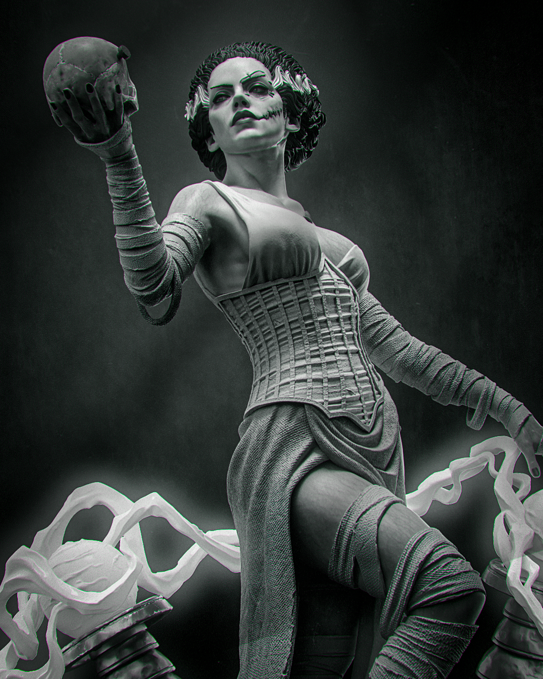 Bride of Frankenstein Style Universal Monsters Unpainted Resin Garage Kit (1/6-1/12)