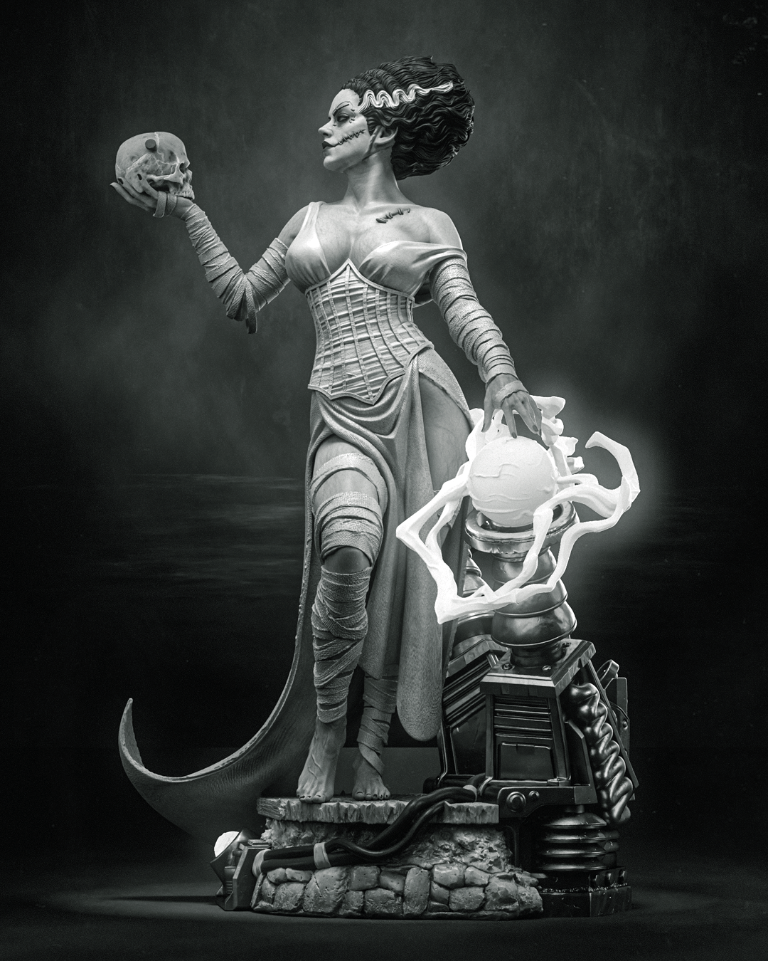 Bride of Frankenstein Style Universal Monsters Unpainted Resin Garage Kit (1/6-1/12)