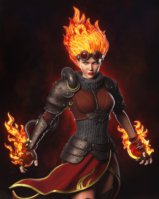 Chandra Nalaar Style Pyromancer – Unpainted 3D Printed Model Kit