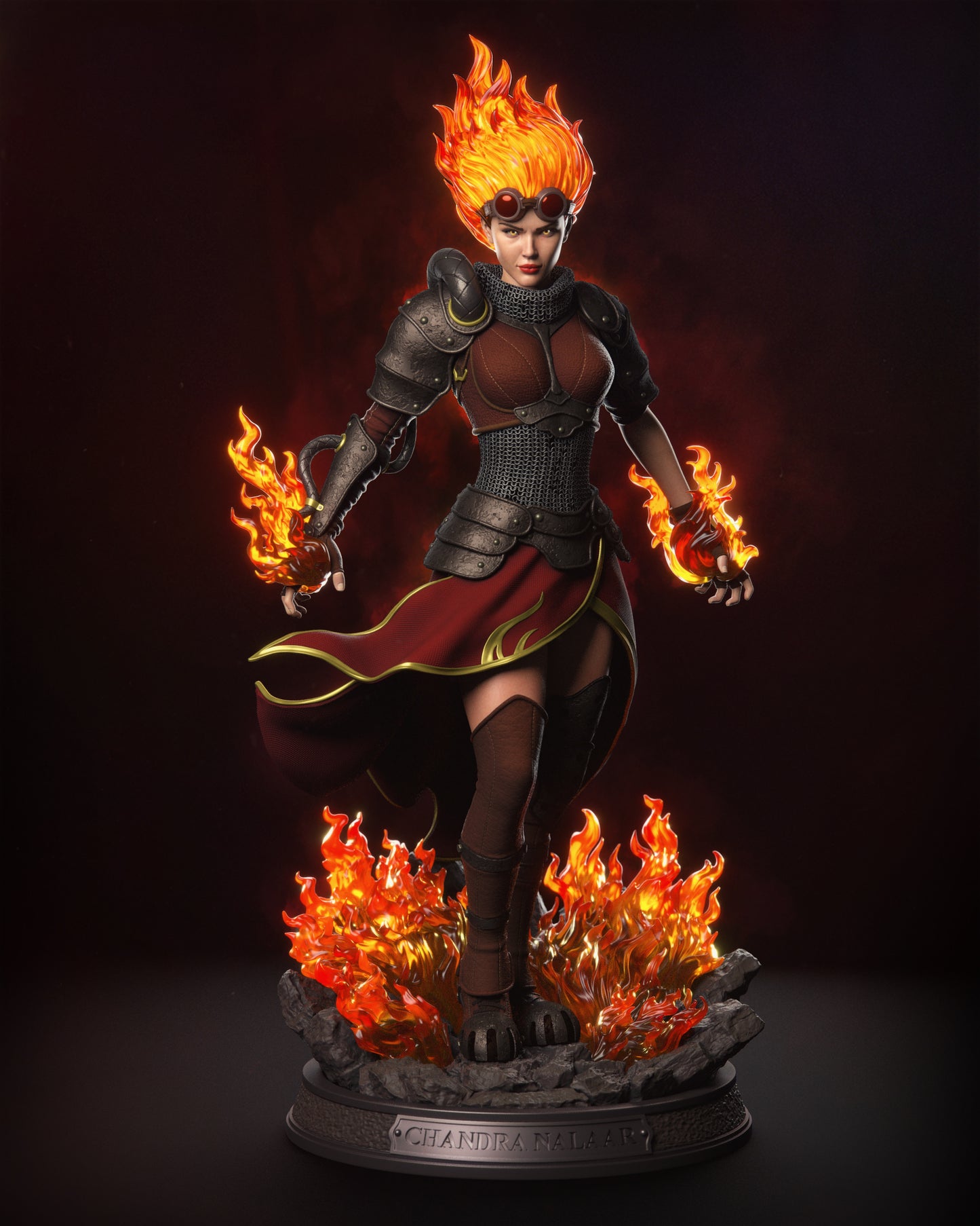 Chandra Nalaar Style Pyromancer – Unpainted 3D Printed Model Kit